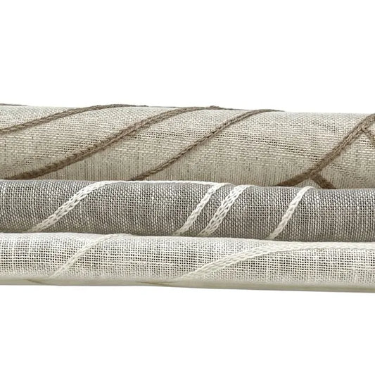 Embroidered Geometric Arc Linen Blend Sheer Linen Fabric by the Yard | 54"Width | CL1136