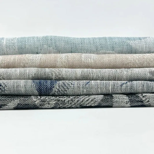 Elegant Botanical Scroll Sheer Blend Linen Fabric By The Yard | 60"Width | CL1168
