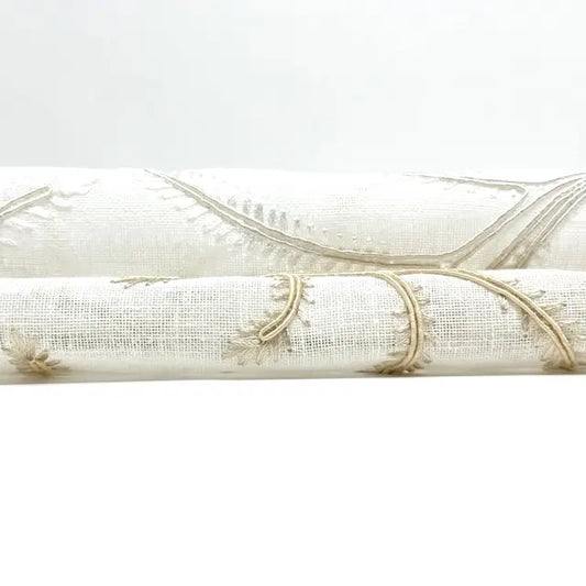 Embroidered Trailing Vine Sheer Linen Blend Fabric by the Yard | 54" Width | CL1173