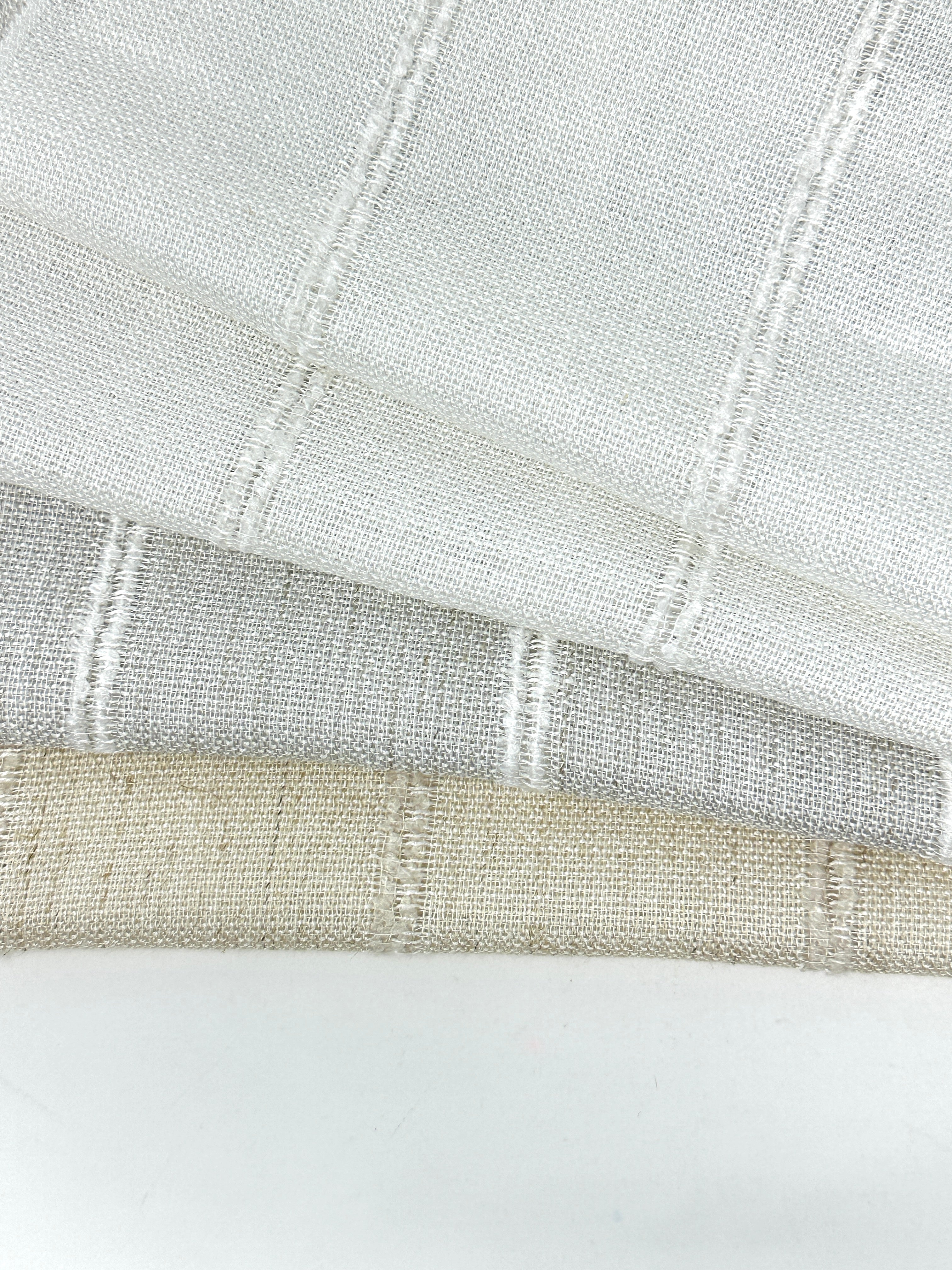 Stripe Embroidery Blend Linen Linen Flat Roman Shade / CL1060