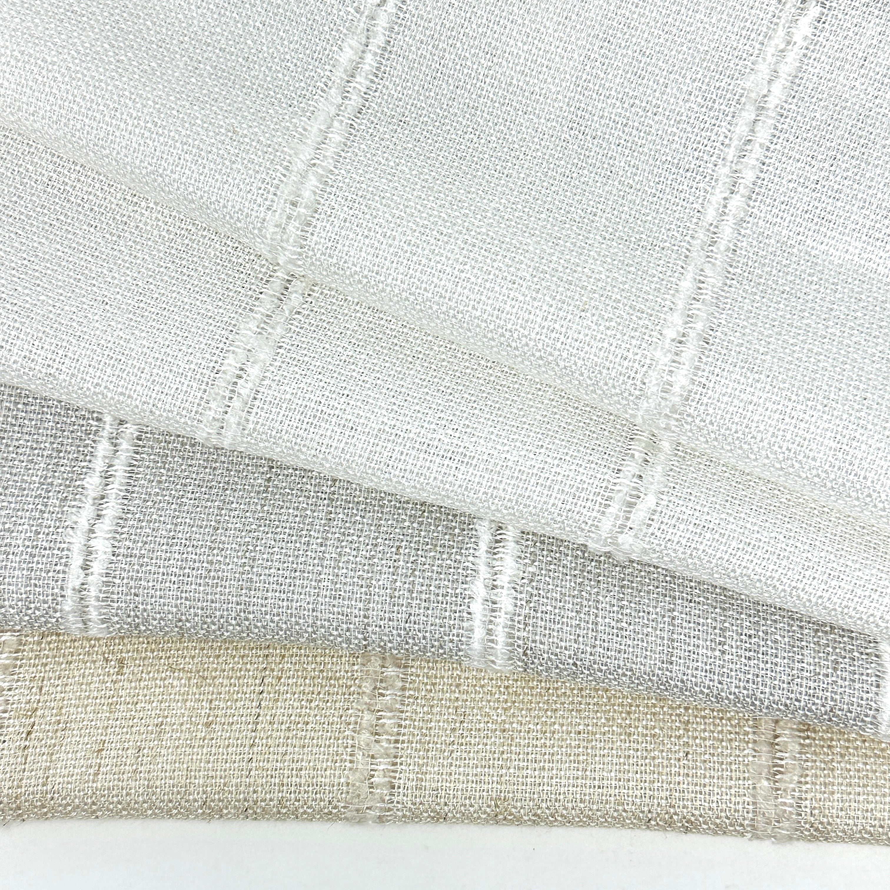 Stripe Embroidery Blend Linen Fabric / 118