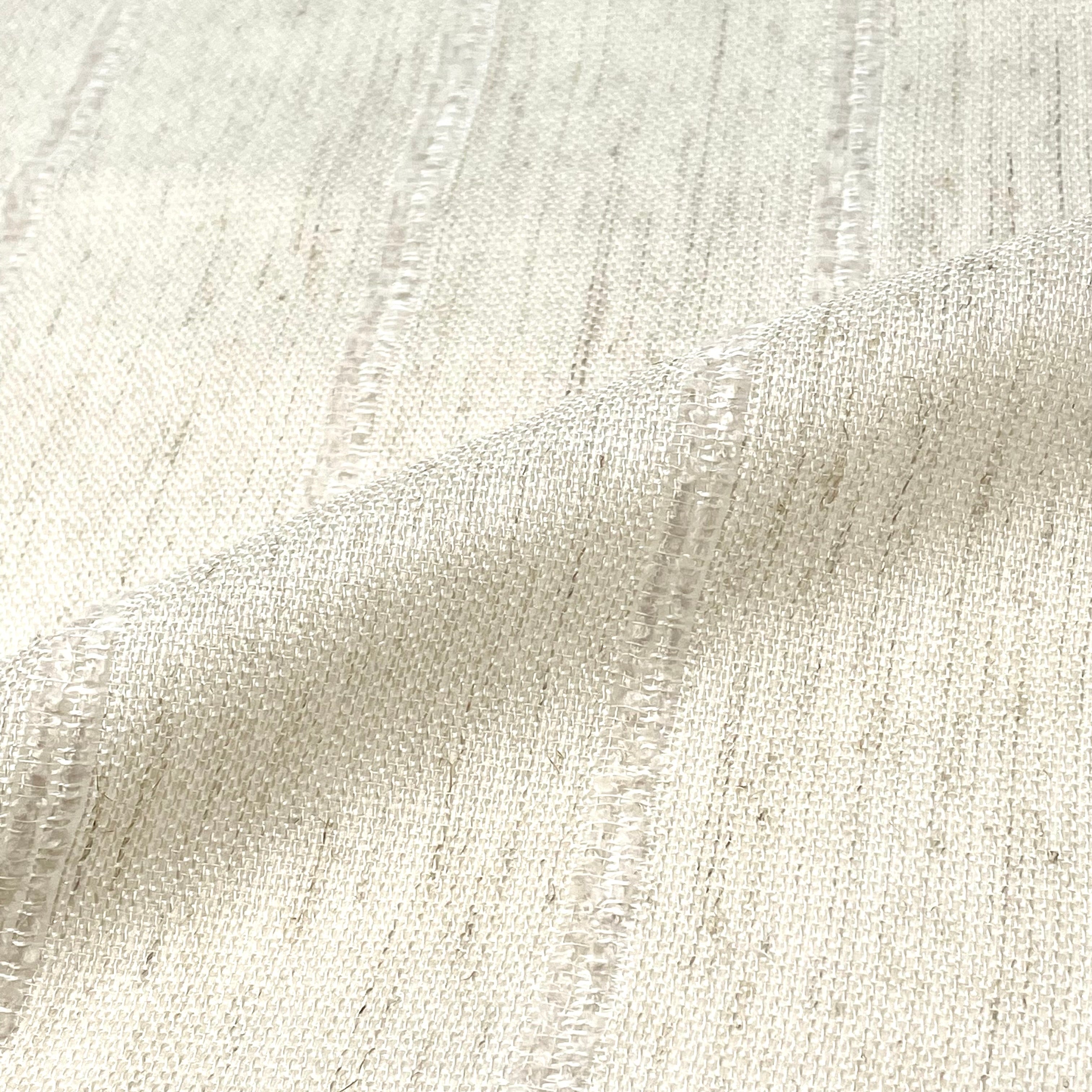 Stripe Embroidery Blend Linen Fabric / 118" Wide / CL1060