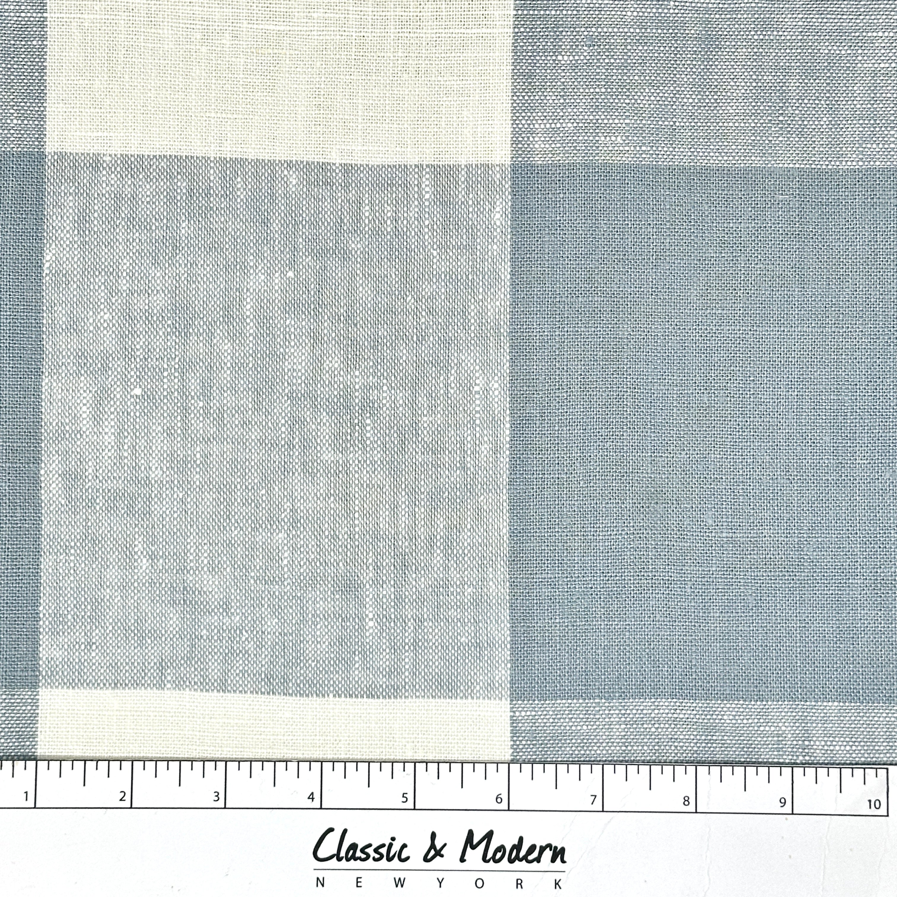 Checkered Square Multi Color 100% Linen Fabric by the Yard / 54" Width / CL1125