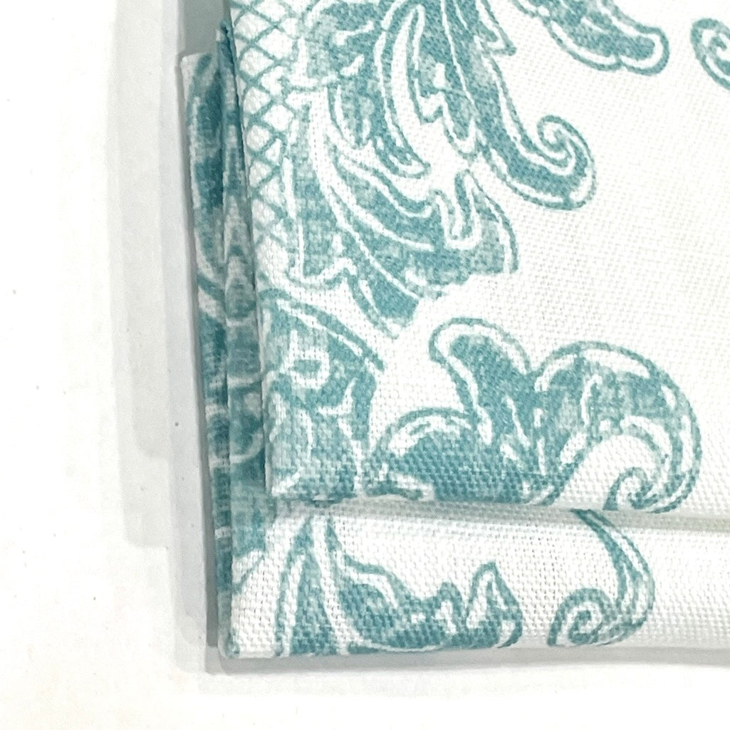 French Floral Damask Faux Linen Flat Roman Shade / CL1091