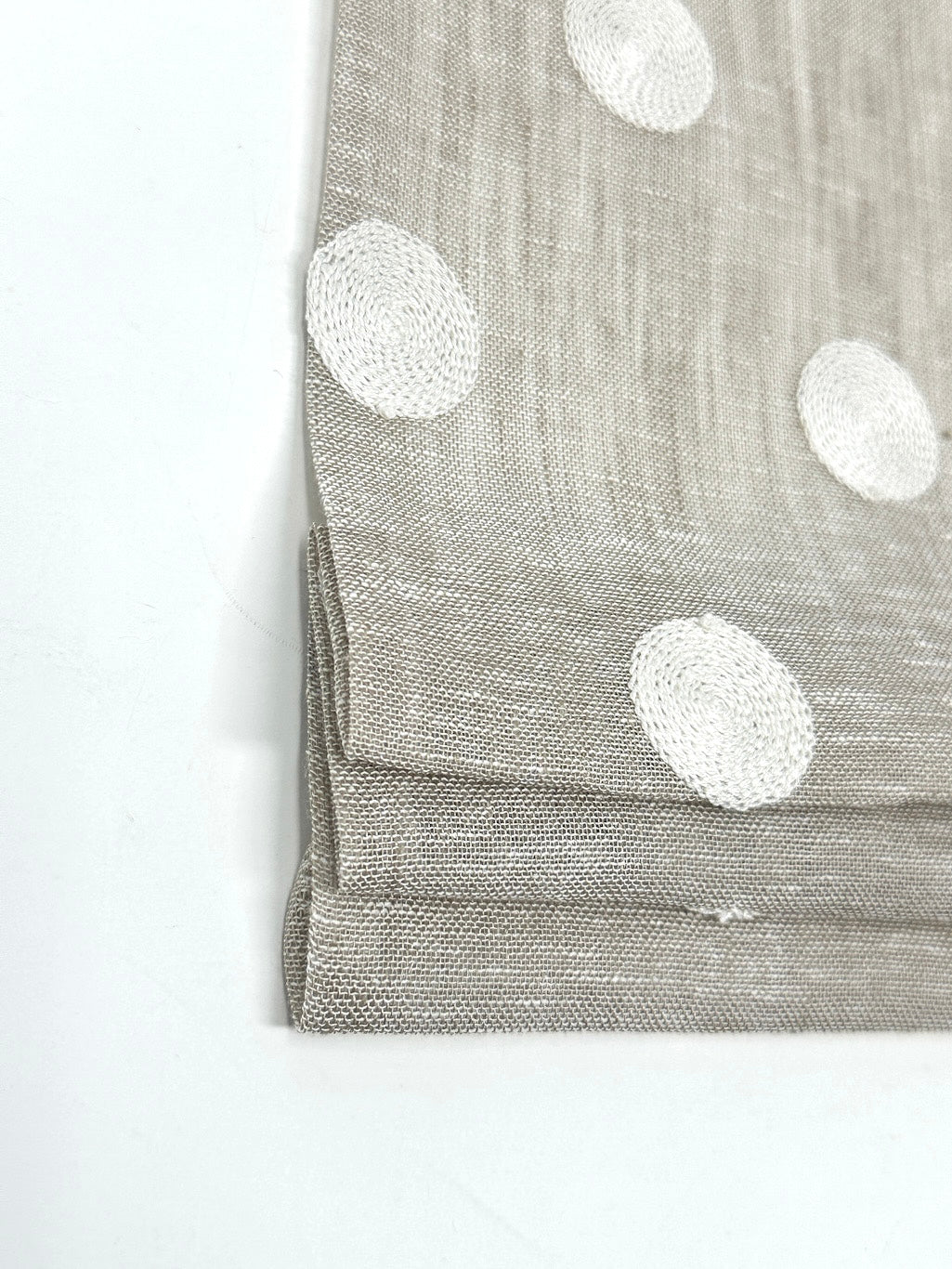Circle Round Polka Dots Geometric Linen Fabric Flat Roman Shade / CL1072