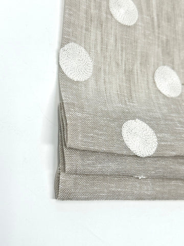 Circle Round Polka Dots Geometric Linen Fabric Flat Roman Shade / CL1072