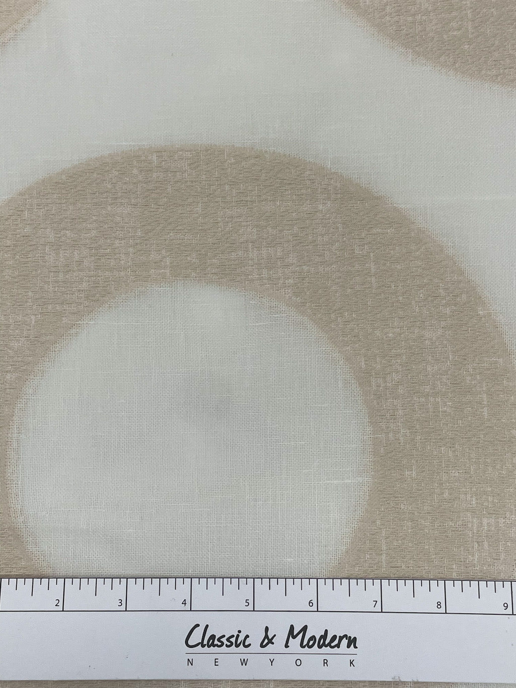 Circle Embroidery Geometric Linen Fabric by the Yard / 54" Width / CL1139
