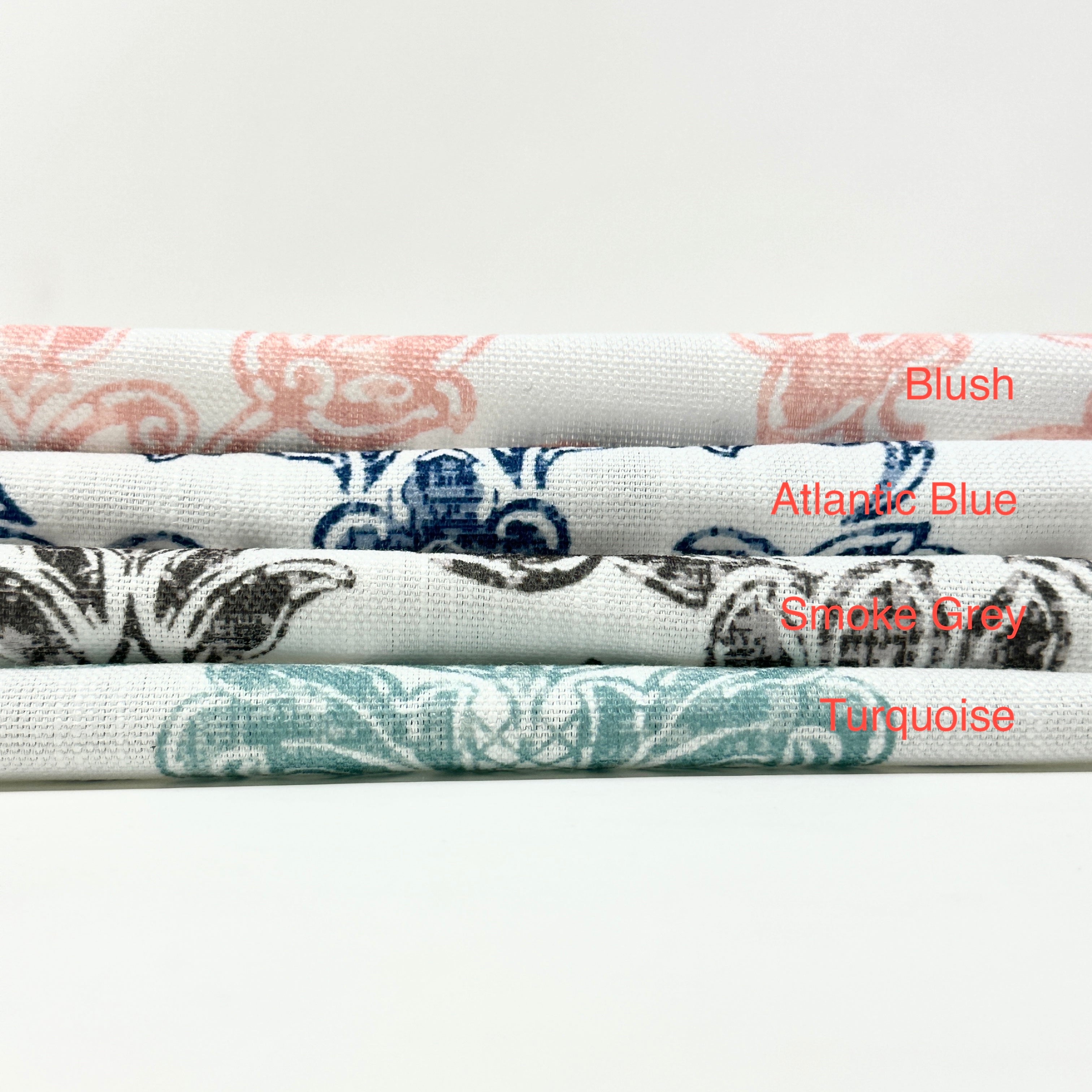 French Floral Damask Digital Print Faux Linen Fabric / 110" Width / CL1091