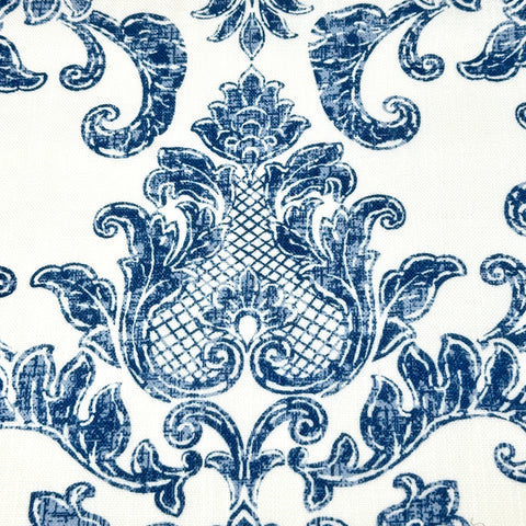 French Floral Damask Digital Print Faux Linen Fabric / 110" Width / CL1091