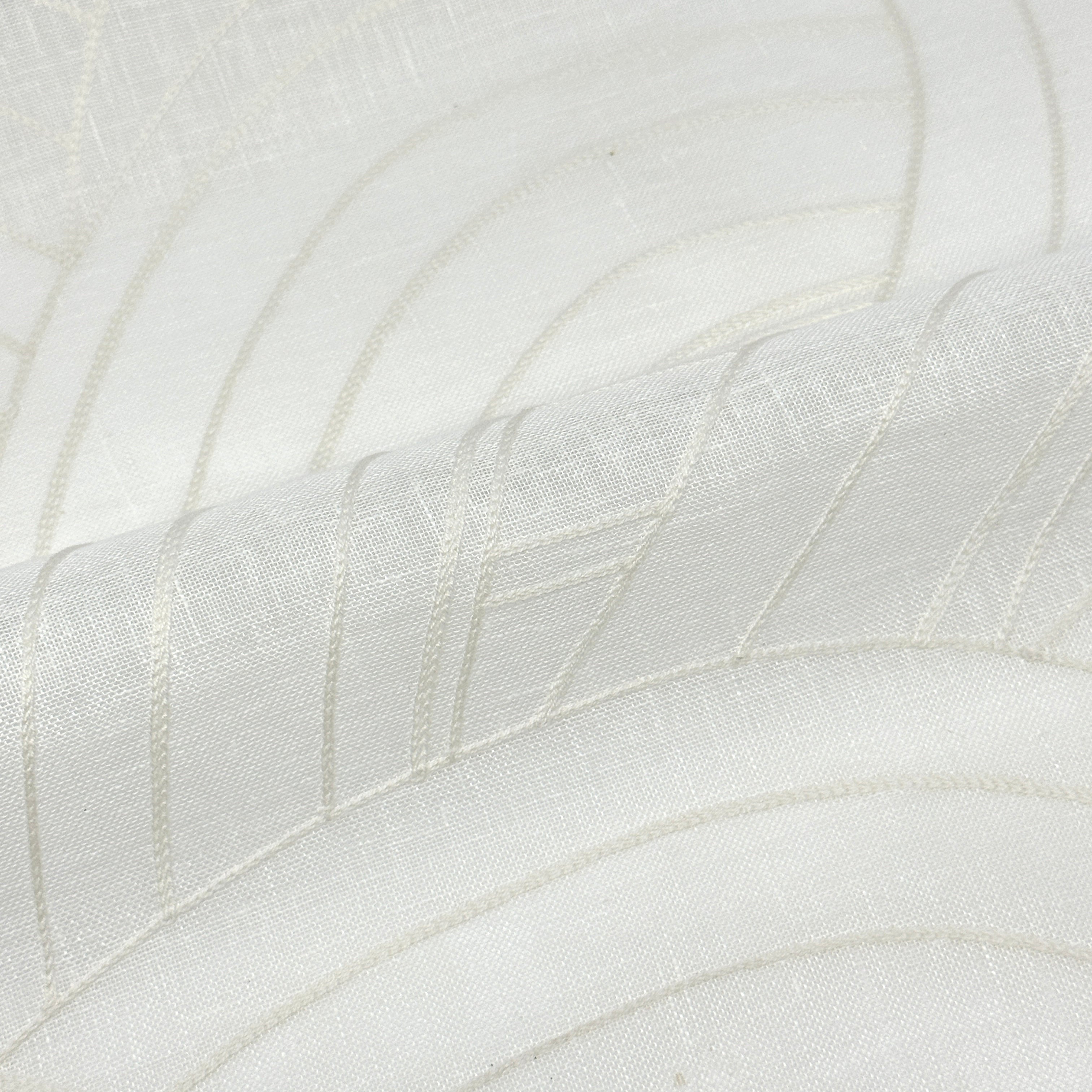 Wave Embroidery Geometric Blend Linen Sheer Fabric by the Yard / 54" Width / CL1136