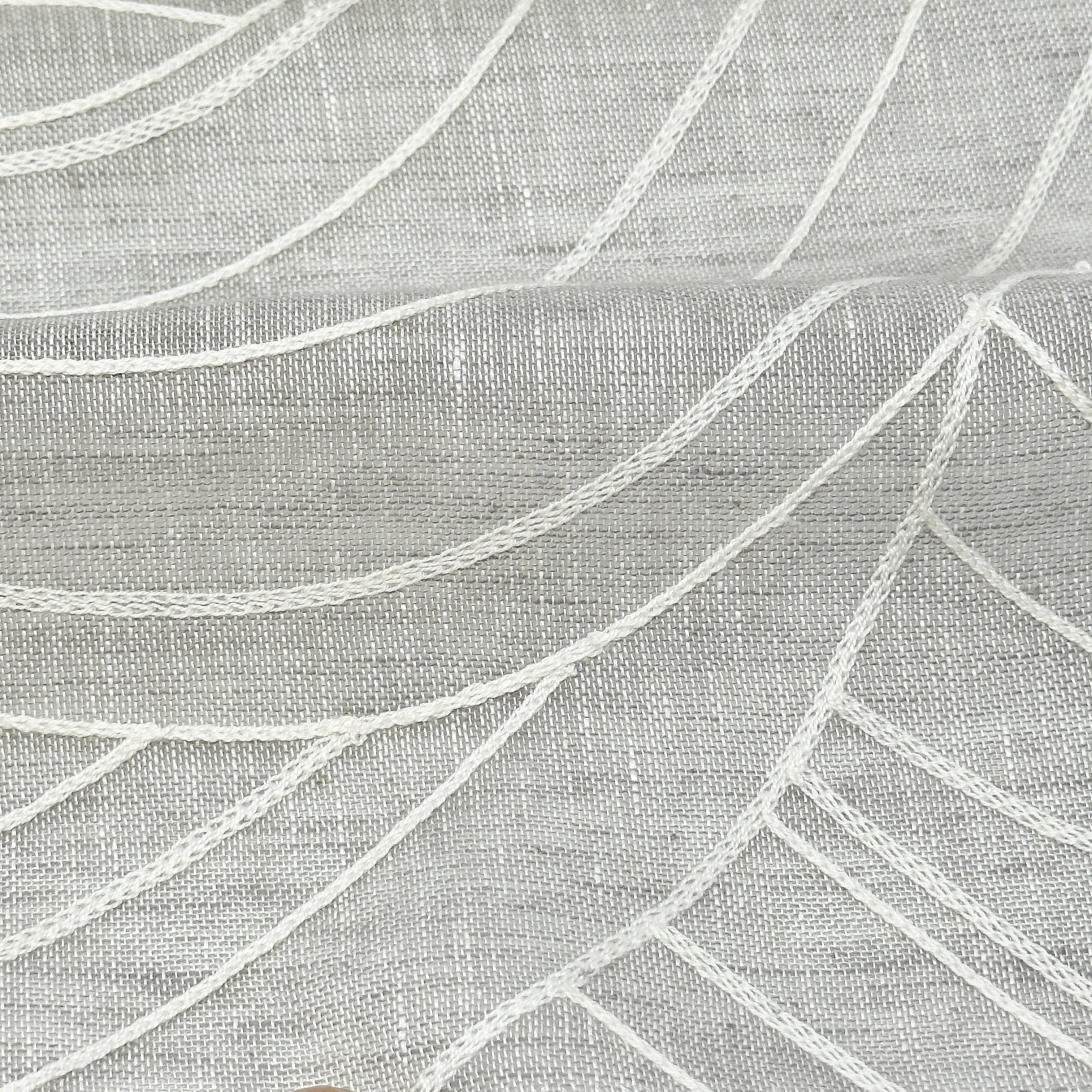 Wave Embroidery Geometric Blend Linen Sheer Fabric by the Yard / 54" Width / CL1136
