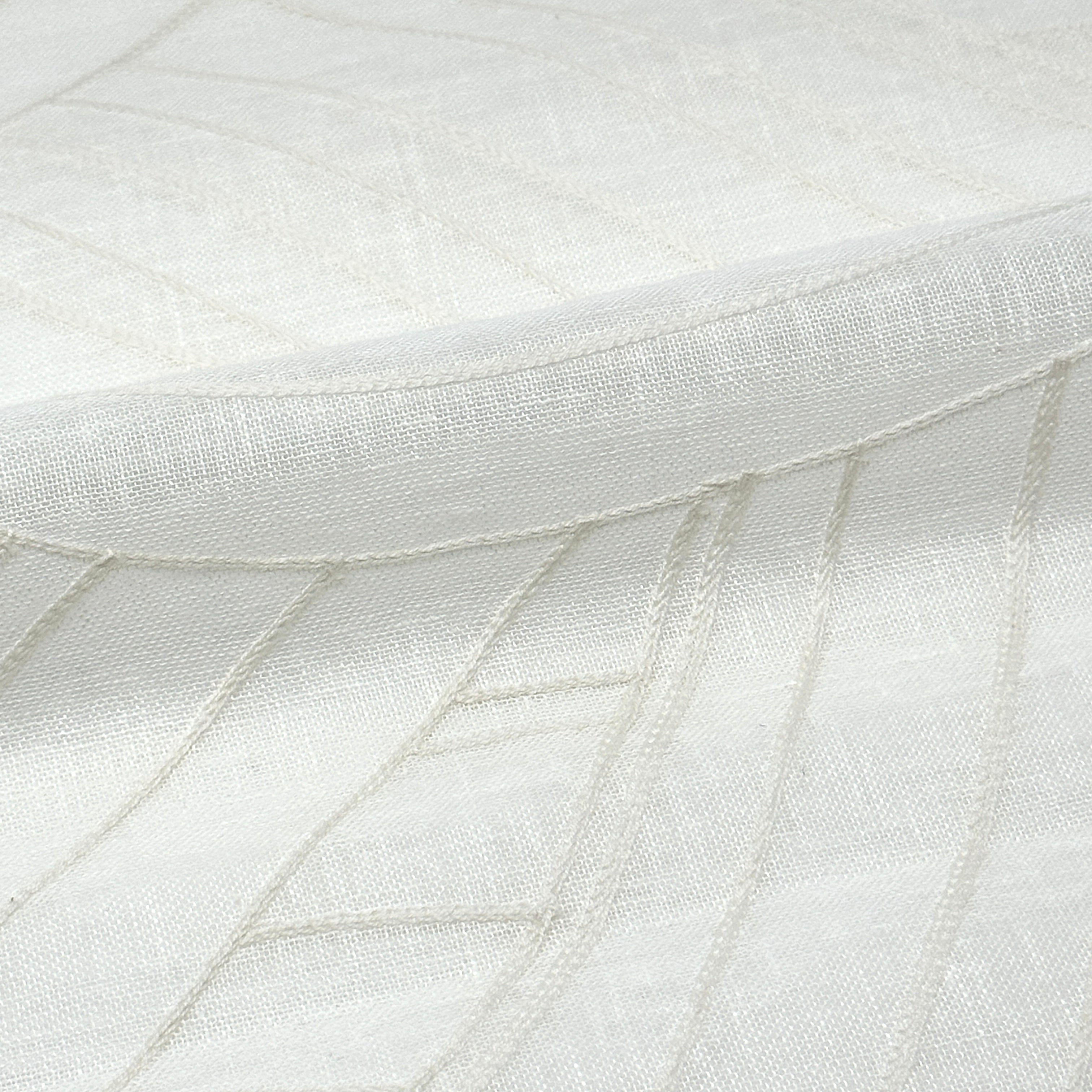 Wave Embroidery Geometric Blend Linen Sheer Fabric by the Yard / 54" Width / CL1136