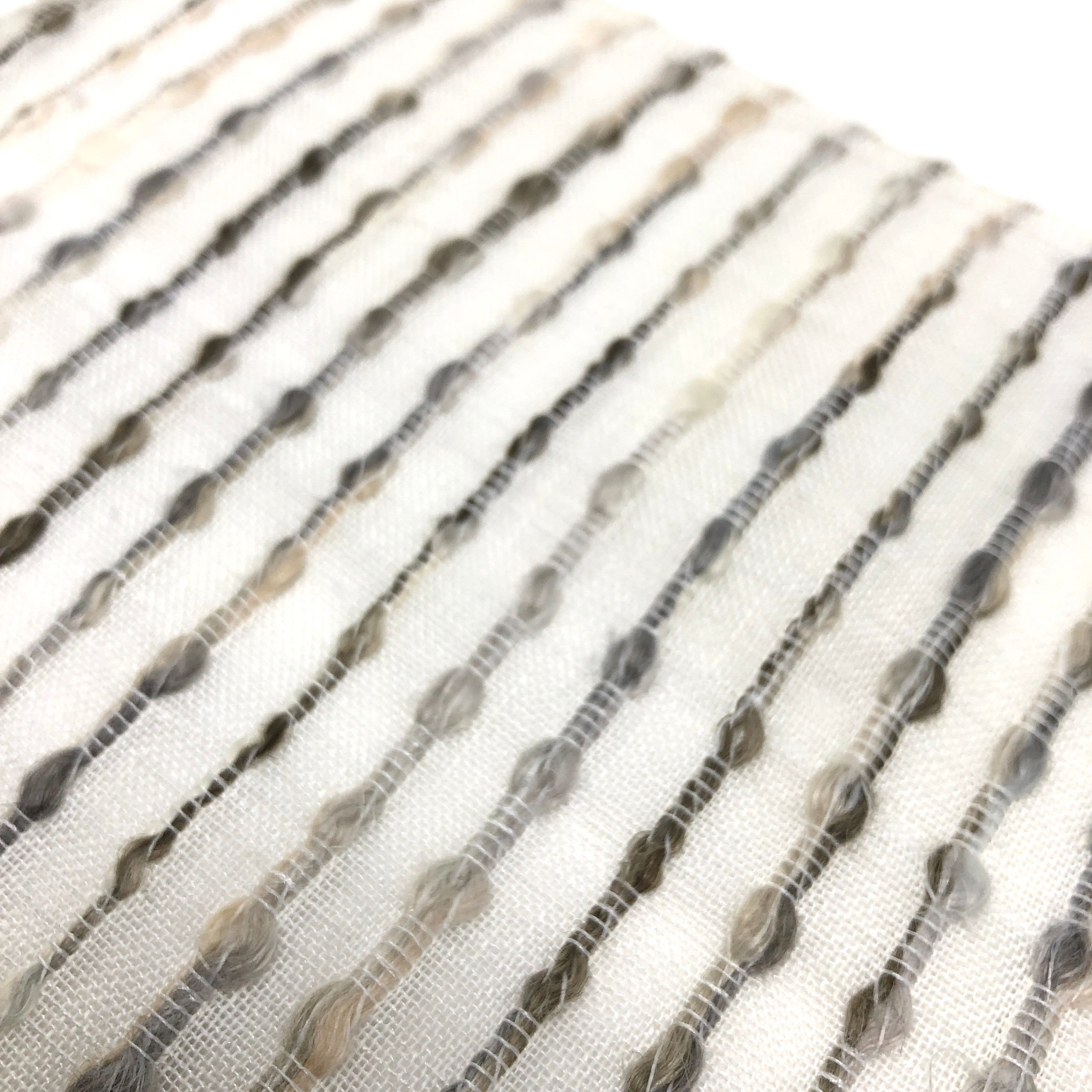 Embroidered Stripe Sheer Blend Linen Fabric by the Yard / 118" Width / CL1032