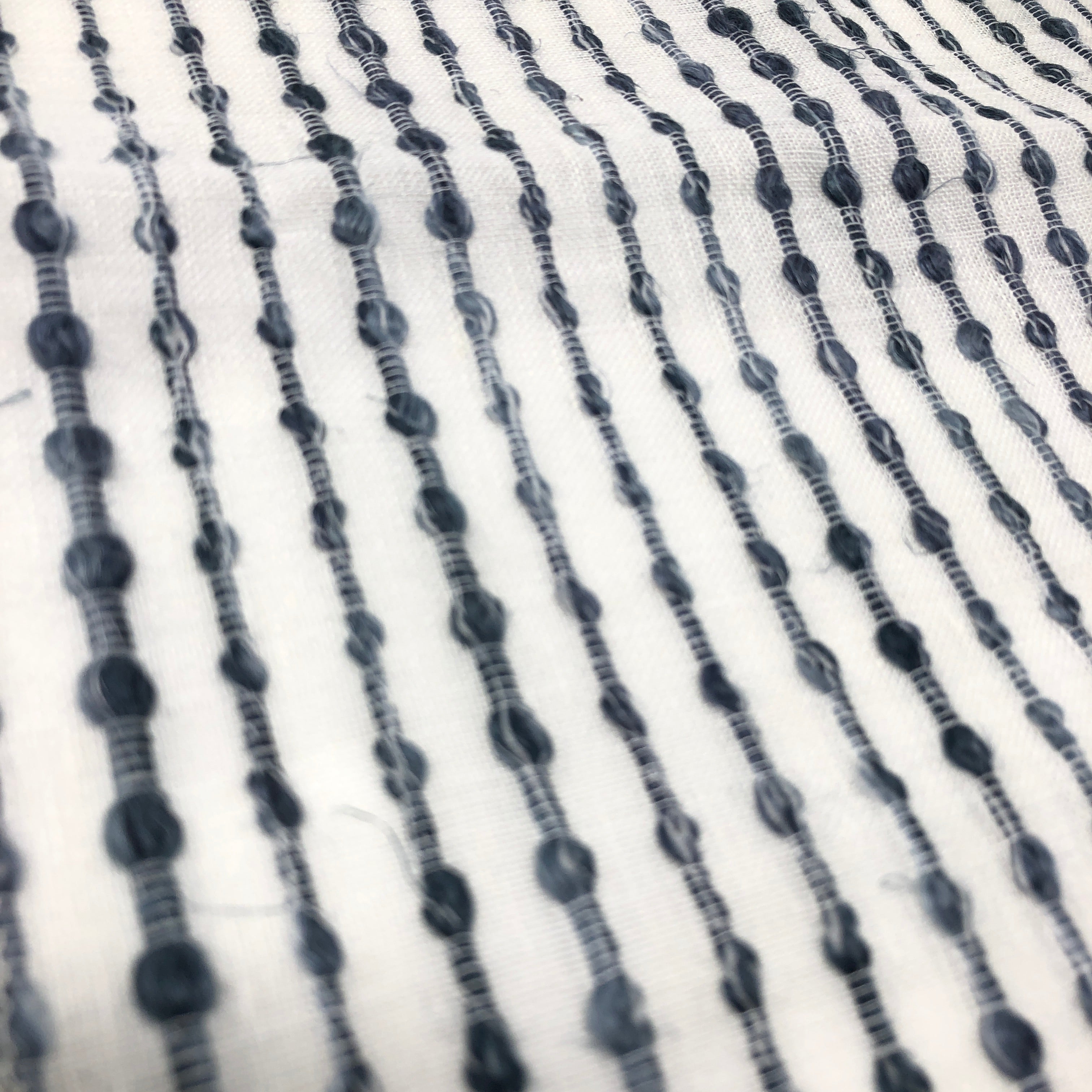 Embroidered Stripe Sheer Blend Linen Fabric by the Yard / 118" Width / CL1032