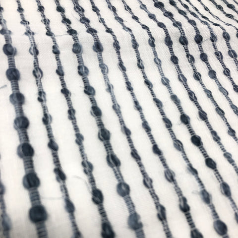 Embroidered Stripe Sheer Blend Linen Fabric by the Yard / 118" Width / CL1032