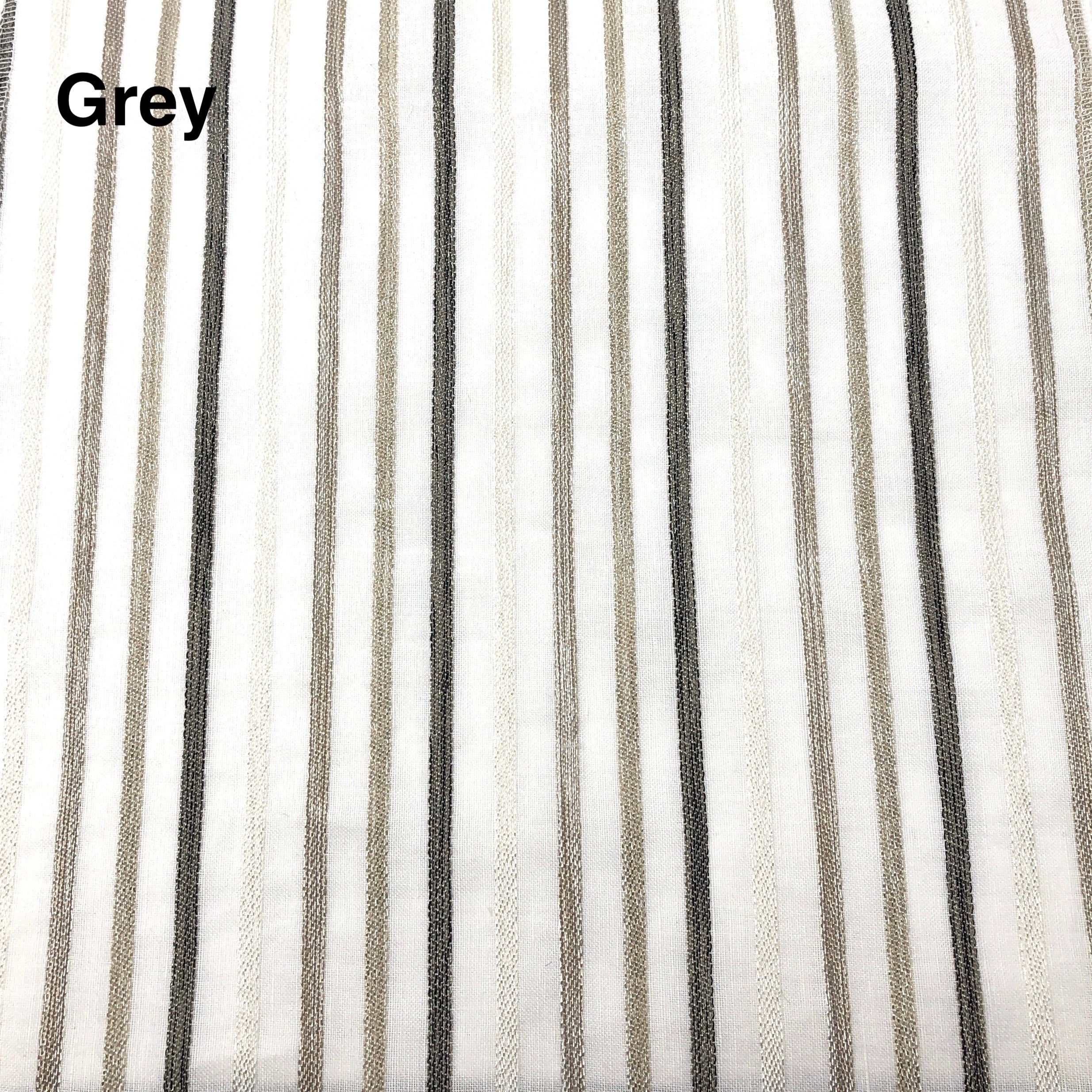 Multi Stripe Linen Blend Embroidered Grey Indigo Stripe Sheer Fabric By The Yard/CL1033