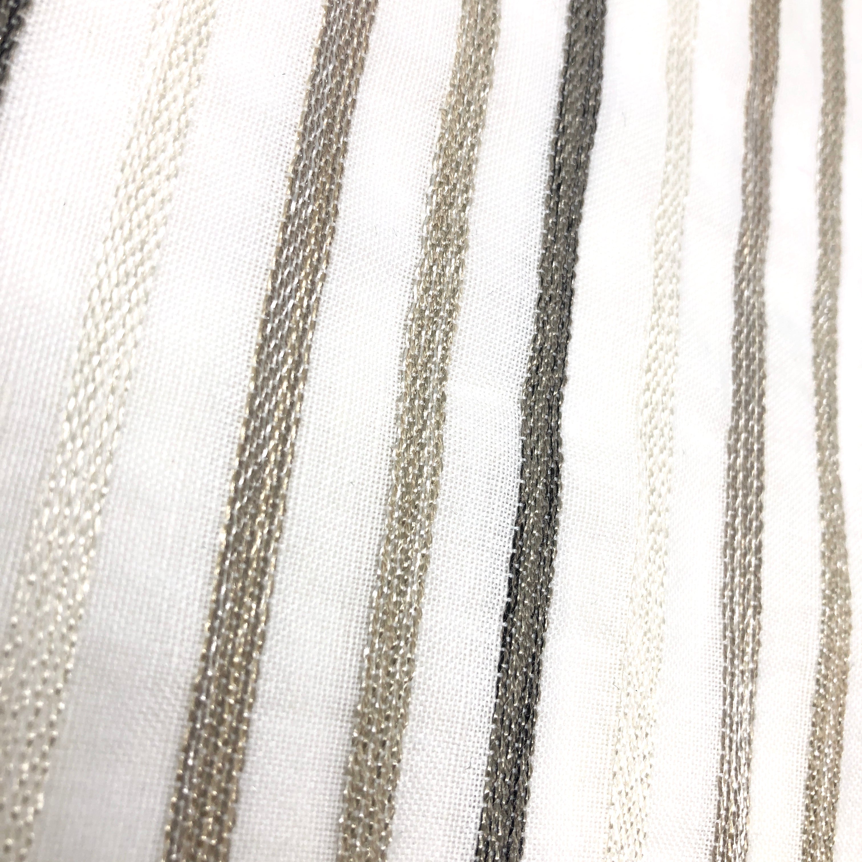 Multi Stripe Linen Blend Embroidered Sheer Linen Flat Roman Shade/ 118" Width / CL1033