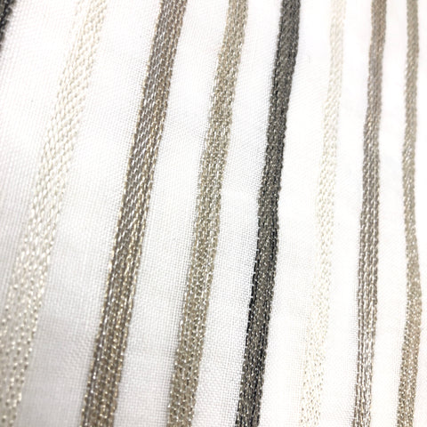 Multi Stripe Linen Blend Embroidered Grey Indigo Stripe Sheer Fabric By The Yard/CL1033