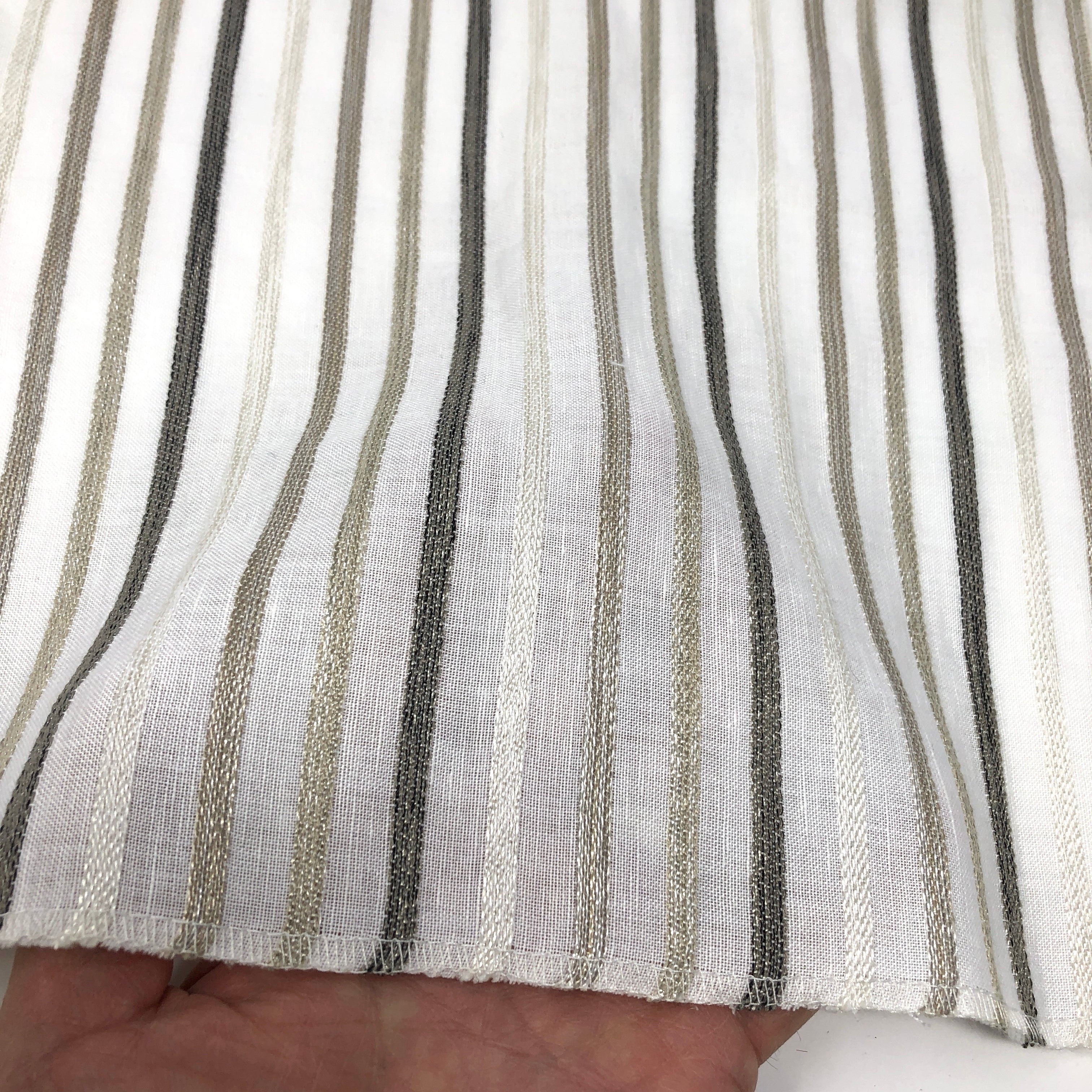 Multi Stripe Linen Blend Embroidered Sheer Linen Flat Roman Shade/ 118" Width / CL1033