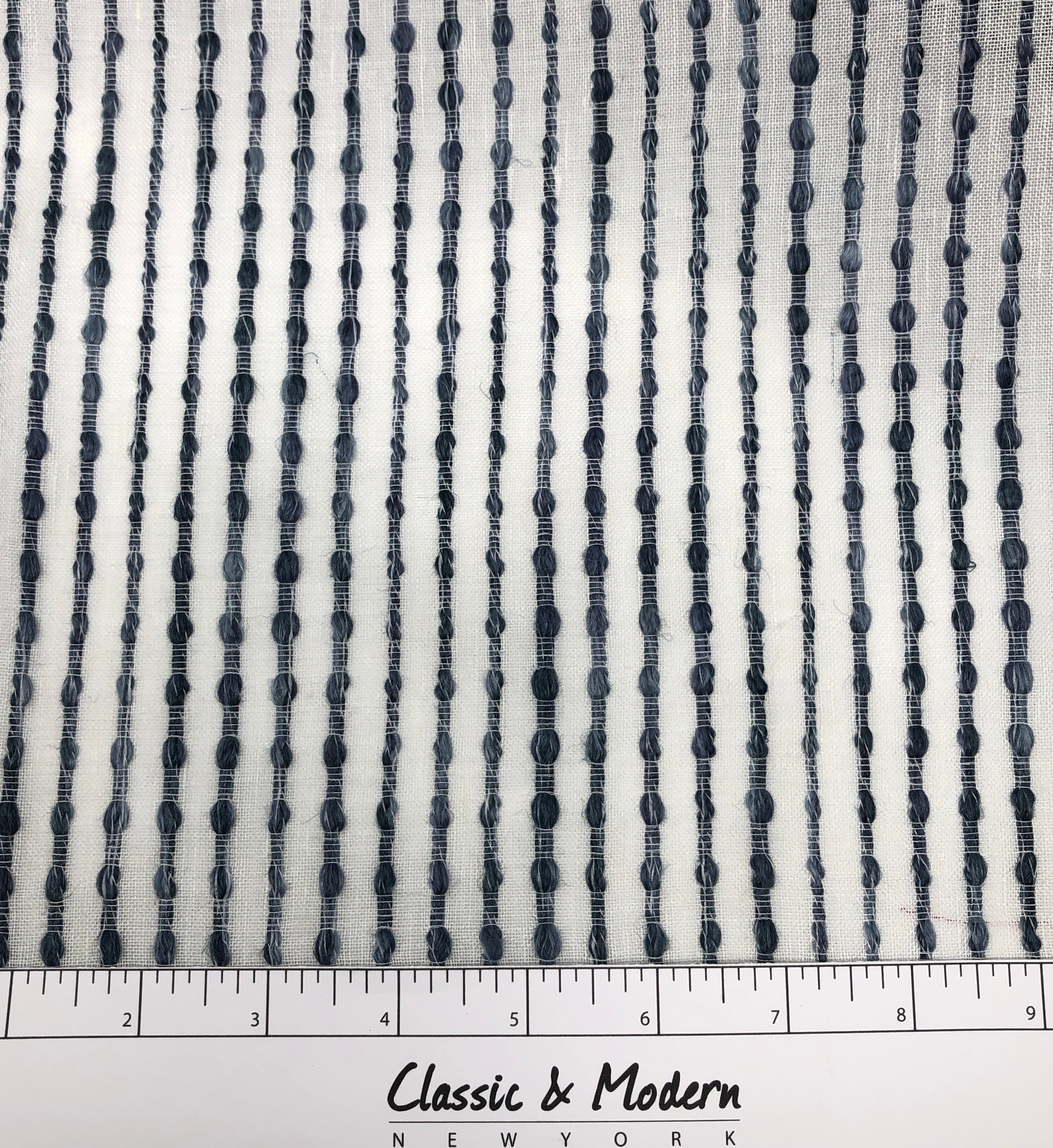 Embroidered Stripe Sheer Blend Linen Fabric by the Yard / 118" Width / CL1032