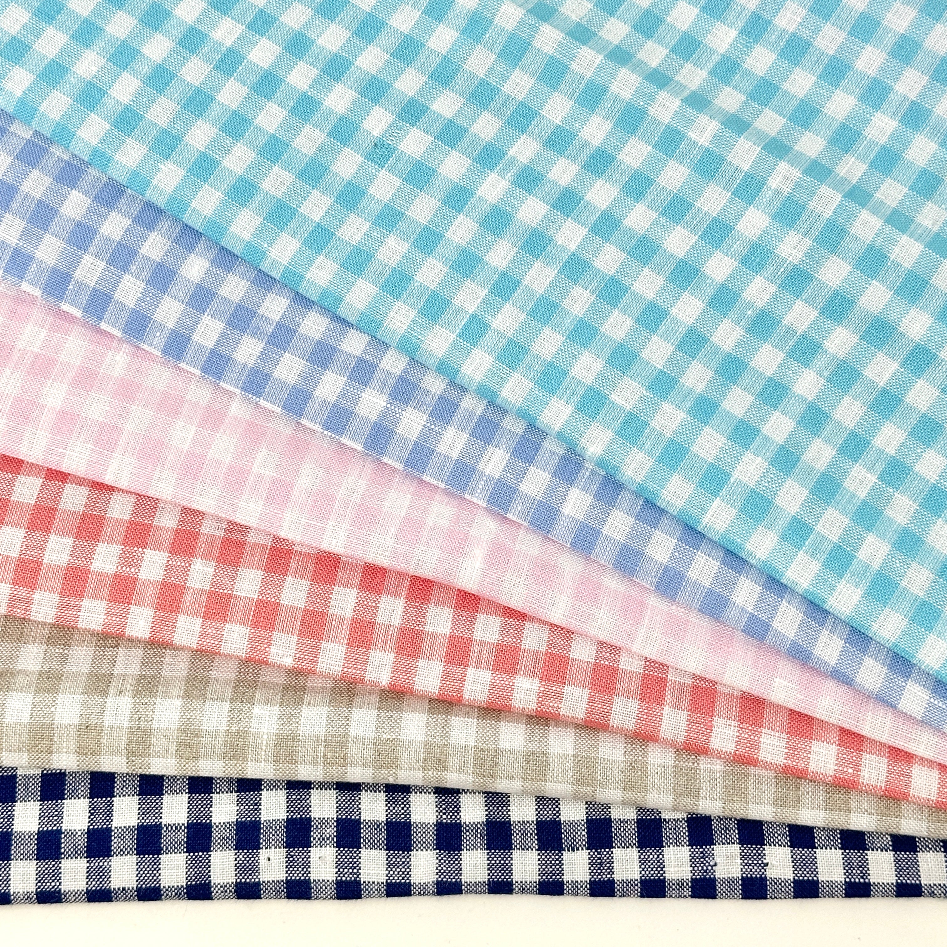Checkered Pattern 100% Natural Linen Fabric By The Yard/CL1083