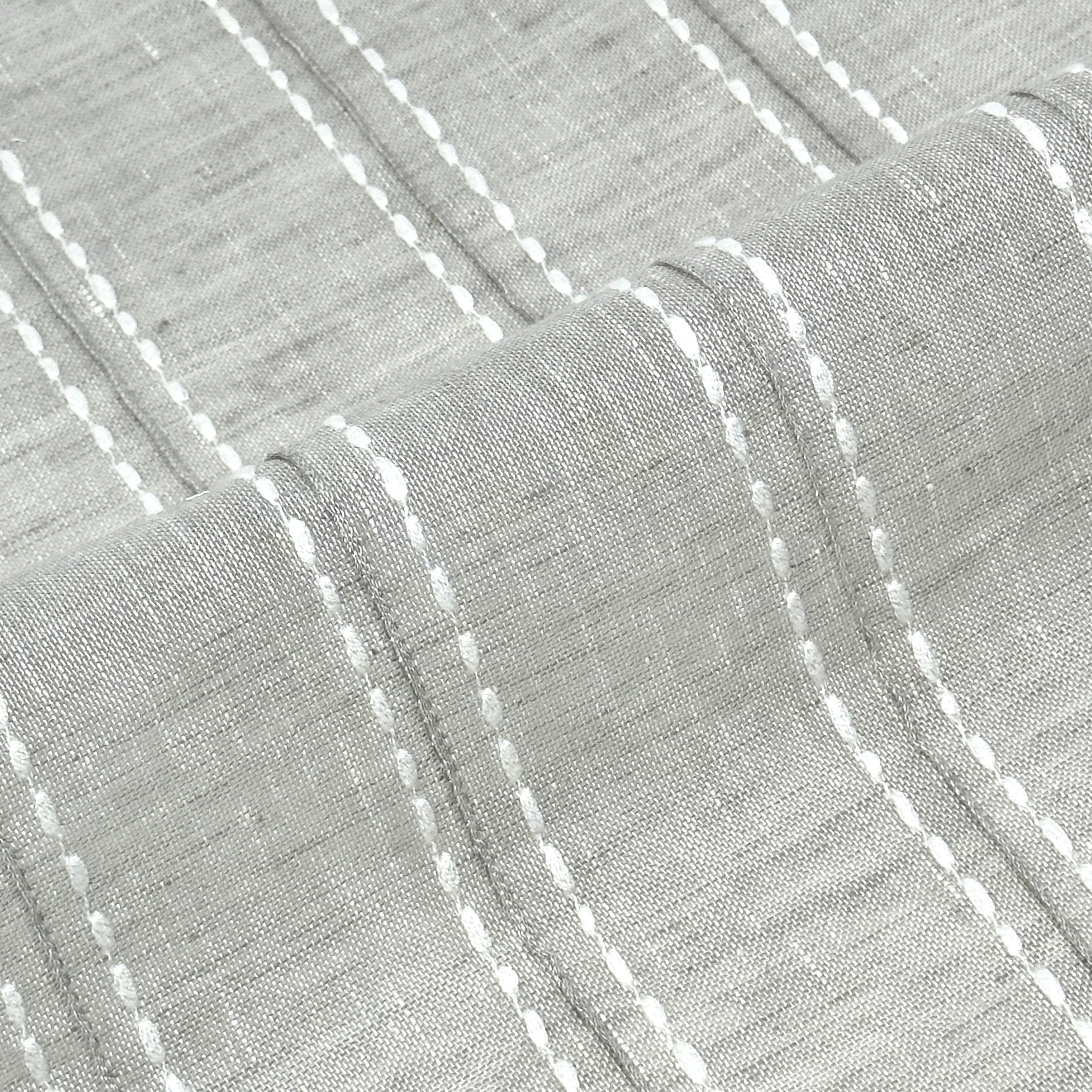 Sheer Linen Fabric with Embroidered Dots & Stripes / 54