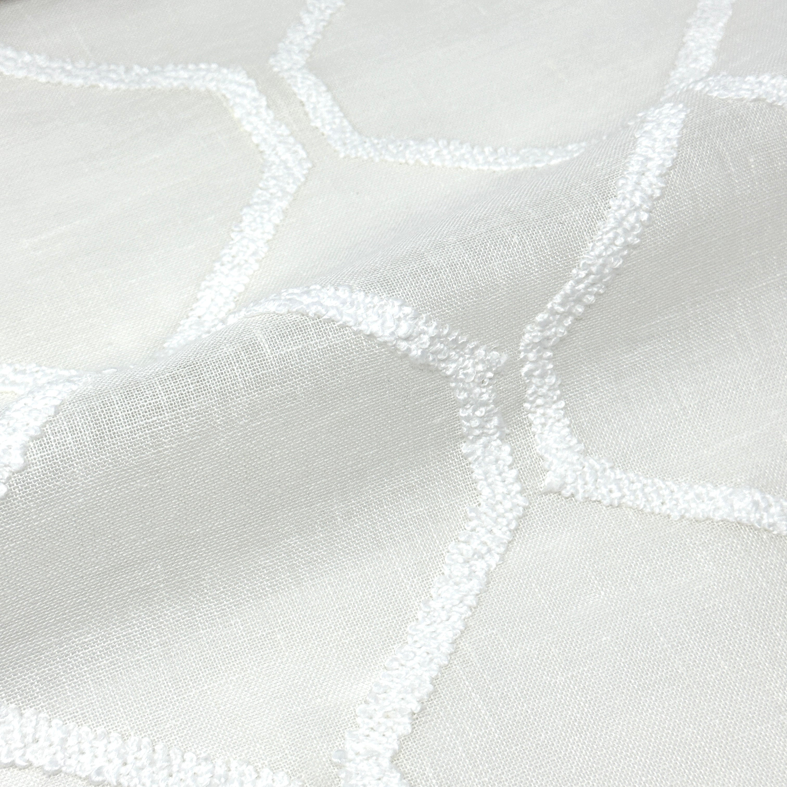 Embroidery Modern Geometric Blend Sheer Linen Fabric By The Yard / 54