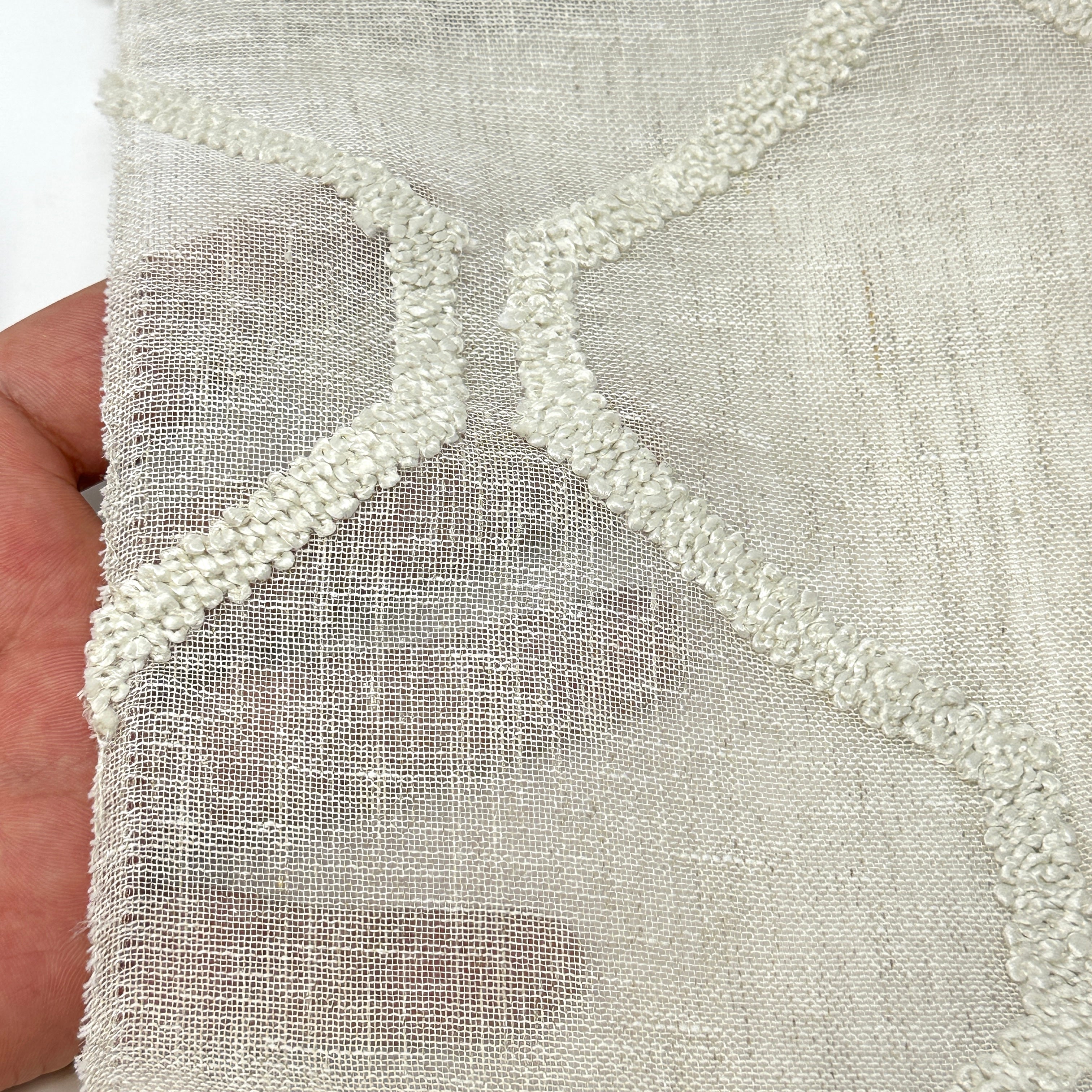 Embroidery Modern Geometric Blend Sheer Linen Fabric By The Yard / 54" Width / CL1133