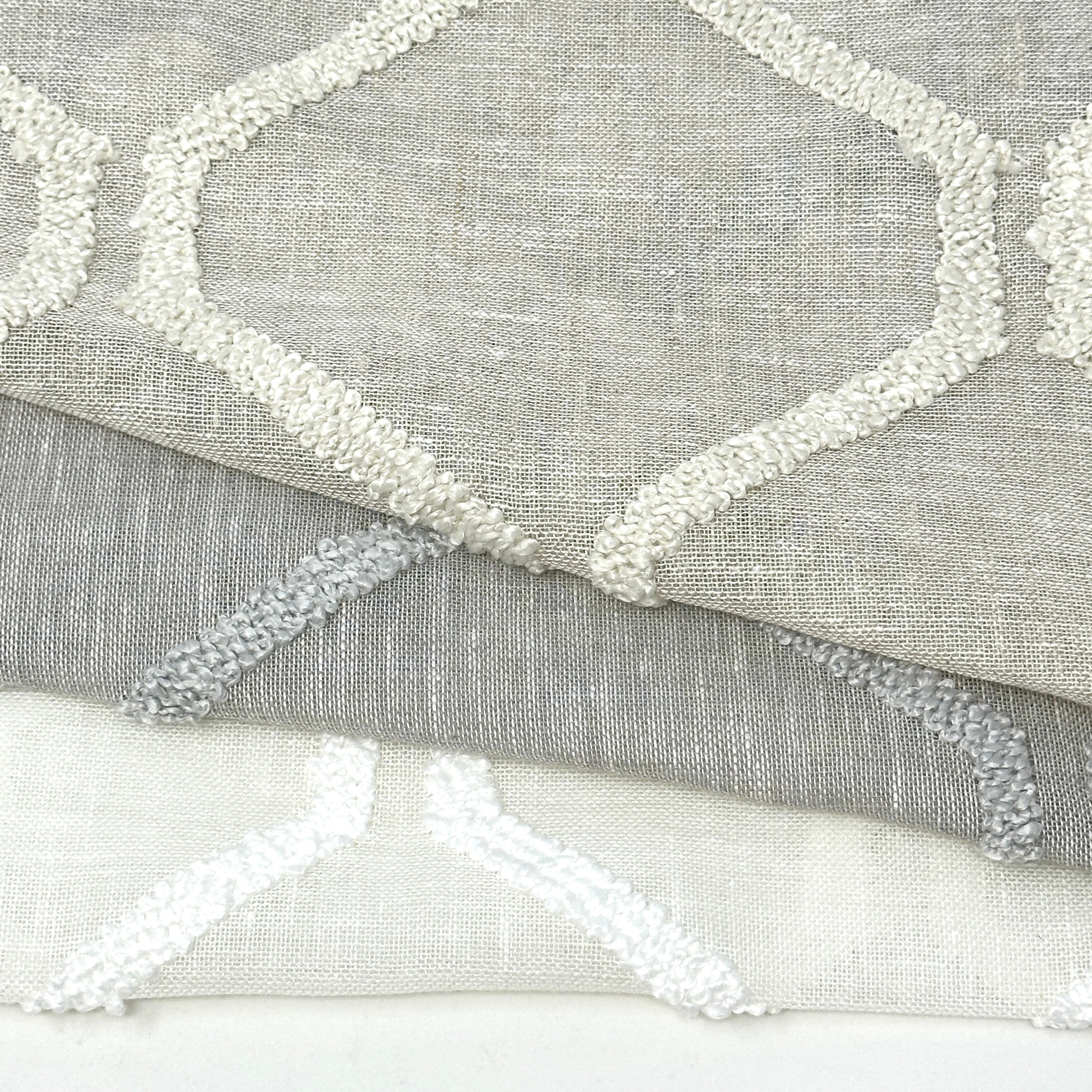 Embroidery Modern Geometric Blend Sheer Linen Fabric By The Yard / 54" Width / CL1133