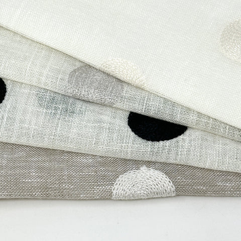 Circle Round Polka Dots Geometric Linen Fabric by the Yard / 54" Width / CL1072