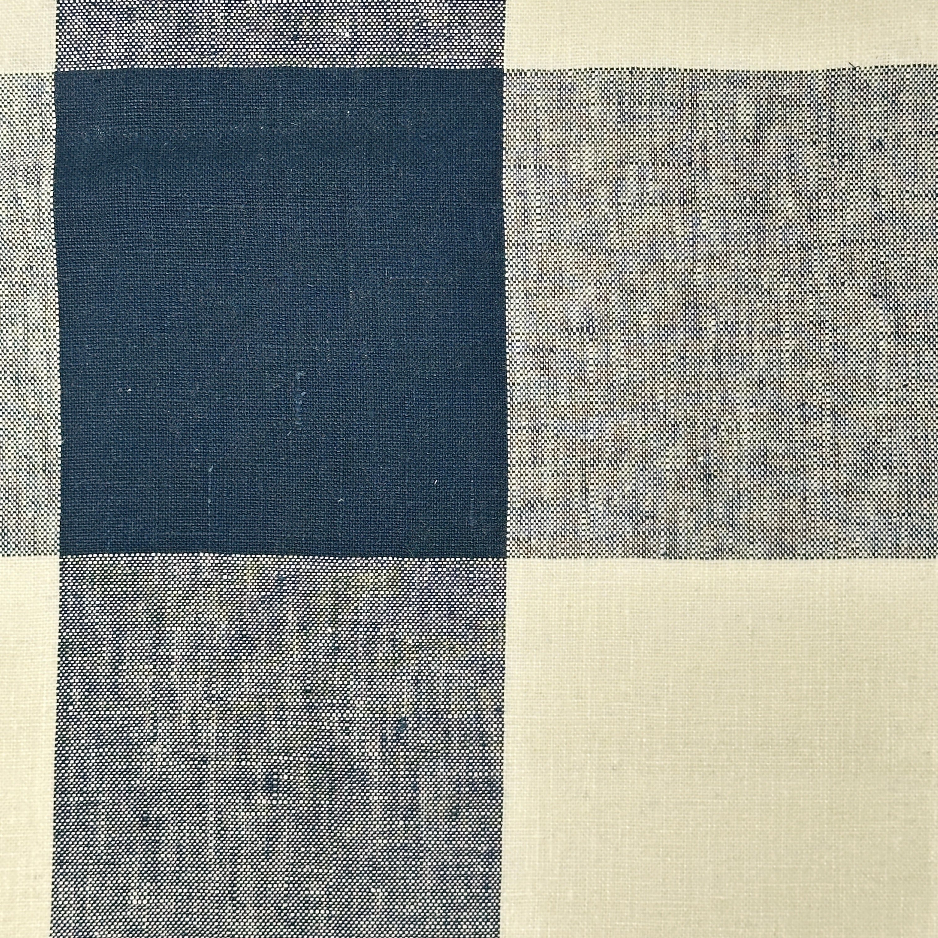 Checkered Square Multi Color 100% Linen Fabric by the Yard / 54" Width / CL1125
