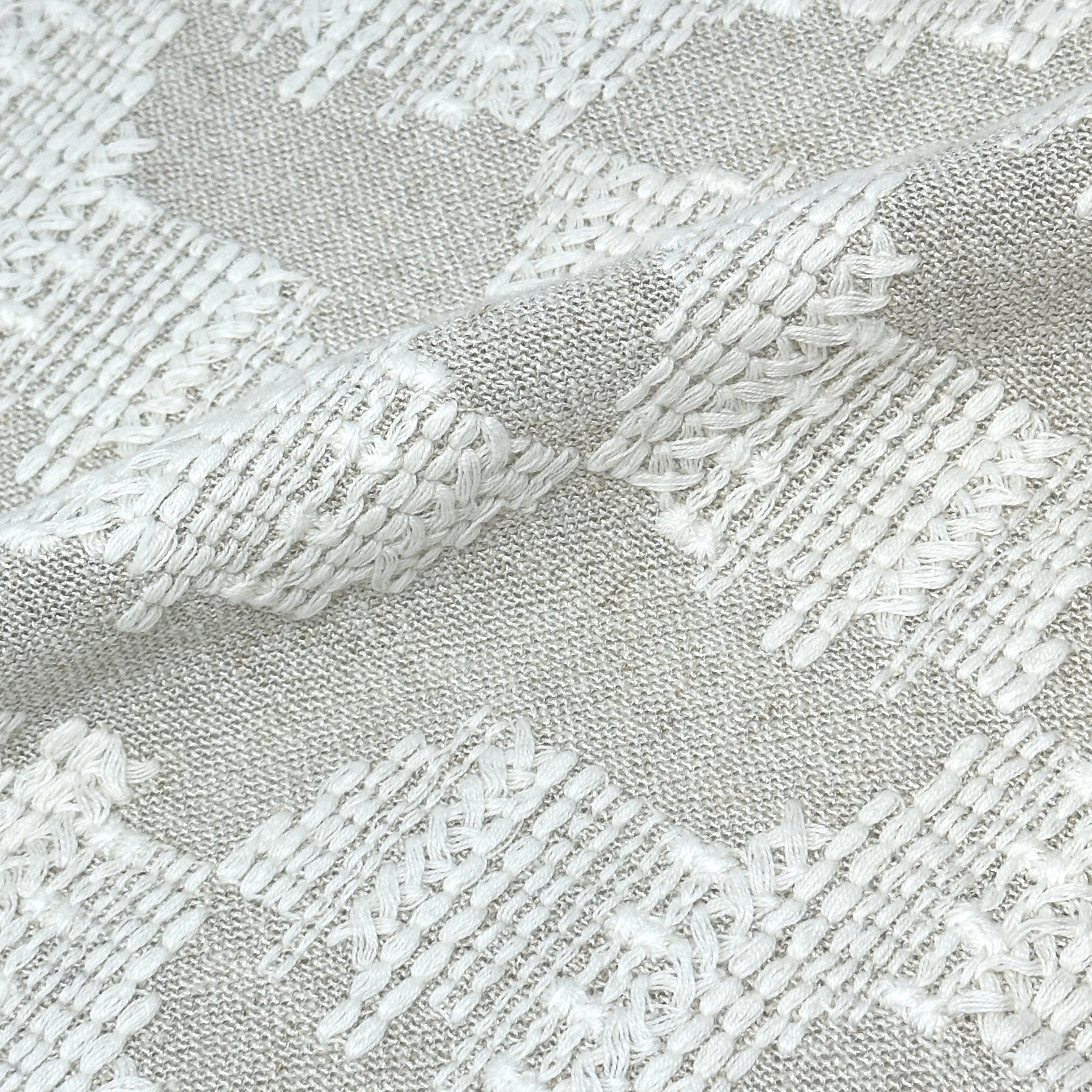Embroidery Texture Modern Luxury Blend sheer Linen Fabric By The Yard / 53" Width / CL1131