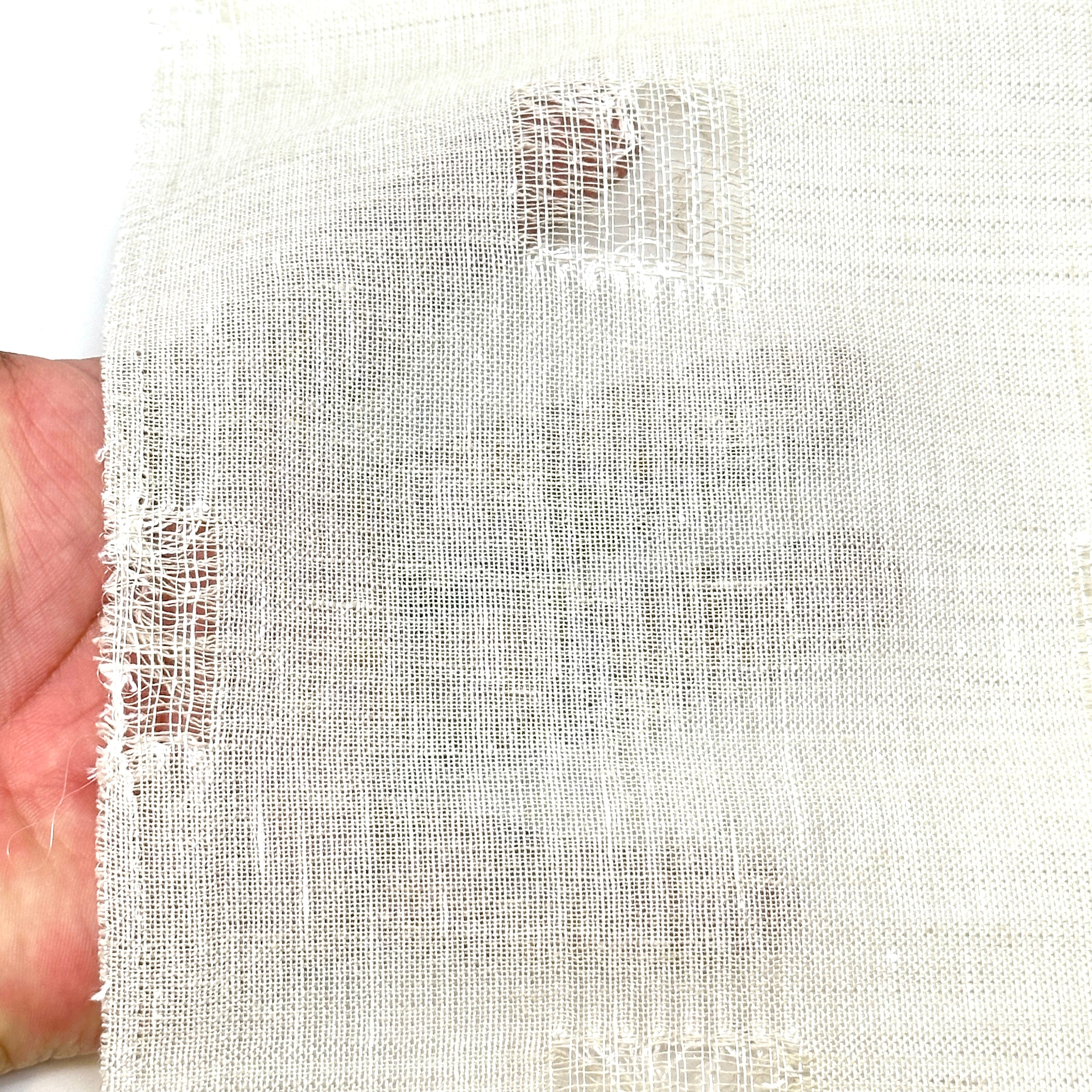 Square Tear-off Modern Geometric Blend Linen Sheer Fabric By The Yard / 54" Width / CL1137
