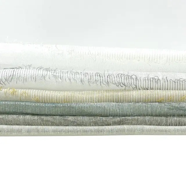 Tassel Waved Sheer Blend Linen Fabric by the Yard, 110"Width, CL1171