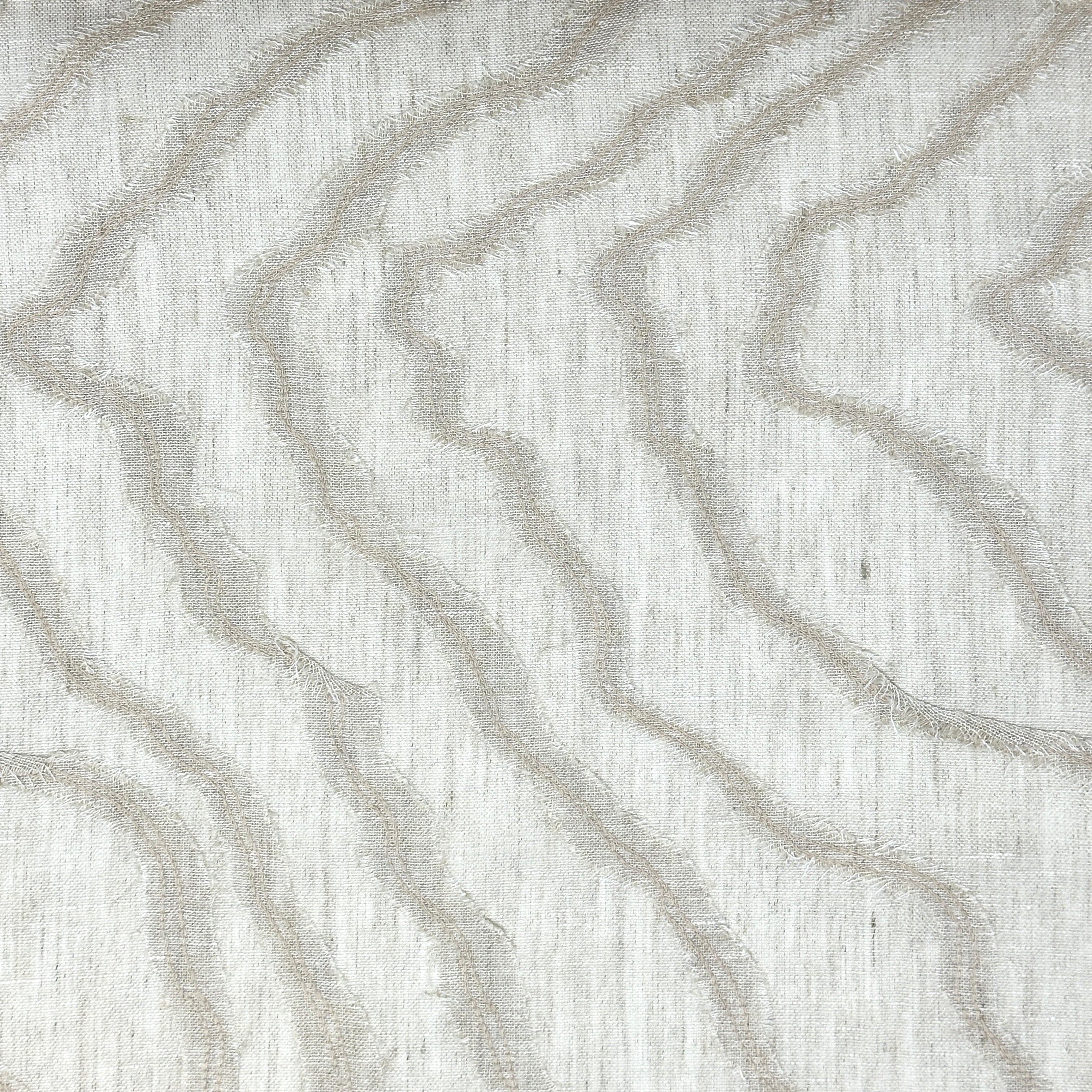 Ruffled Embroidery Blend Linen Fabric / 54