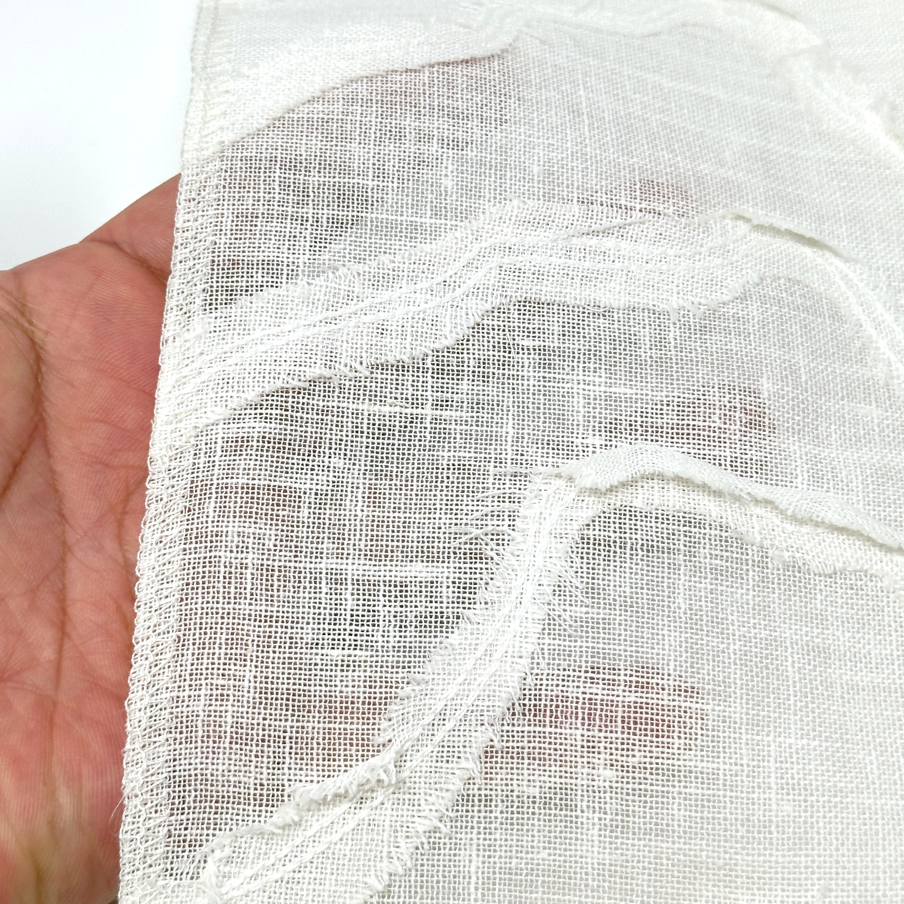 Ruffled Embroidery Blend Linen Fabric / 54" Wide / CL1156