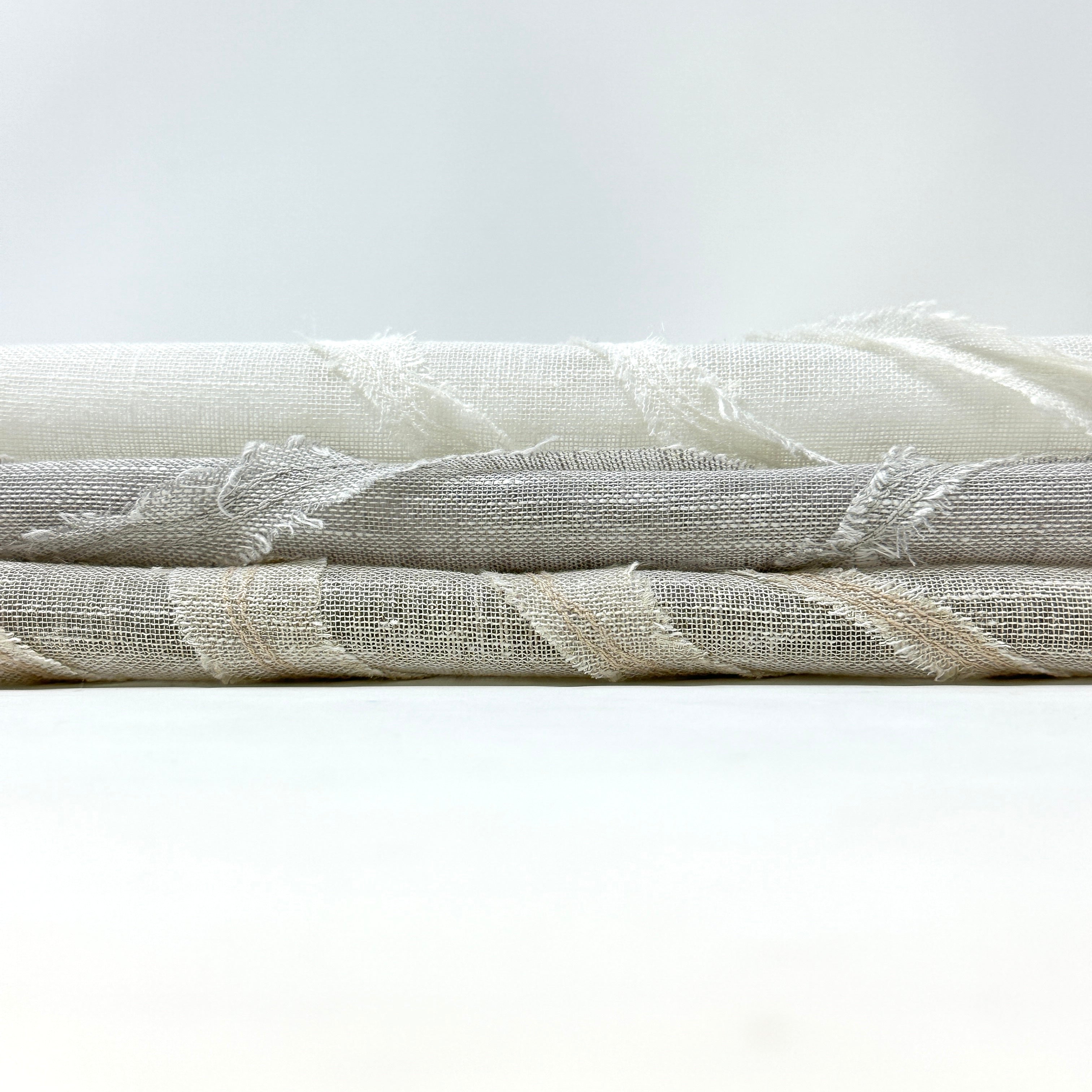 Ruffled Embroidery Blend Linen Fabric / 54" Wide / CL1156