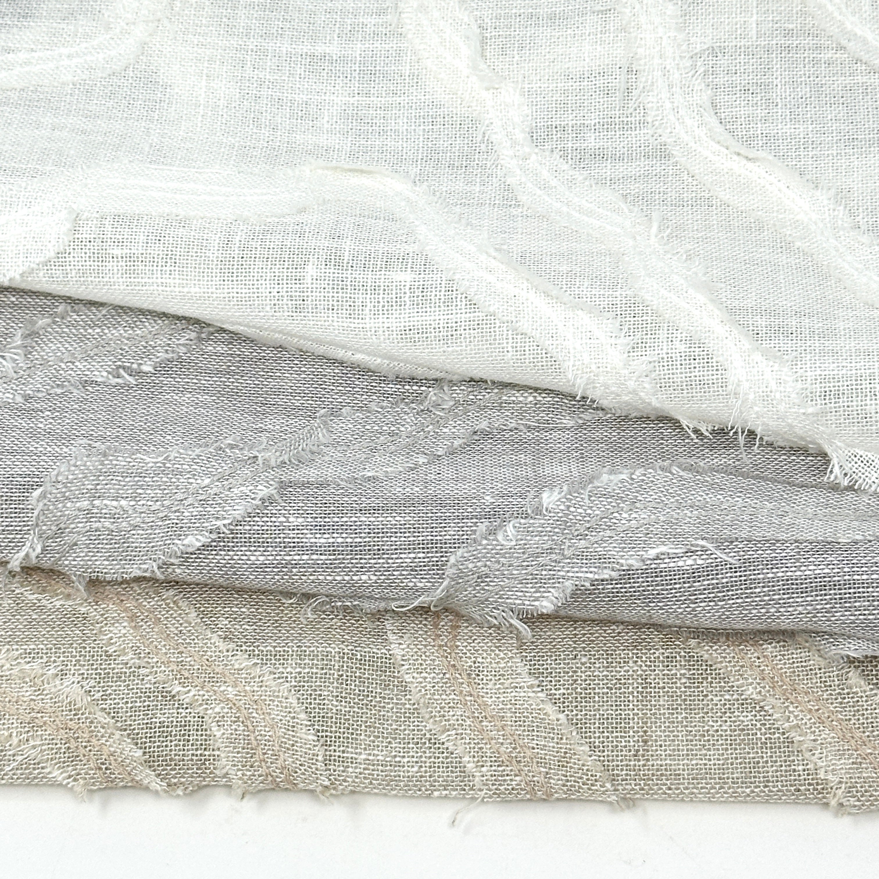 Ruffled Embroidery Blend Linen Fabric / 54" Wide / CL1156