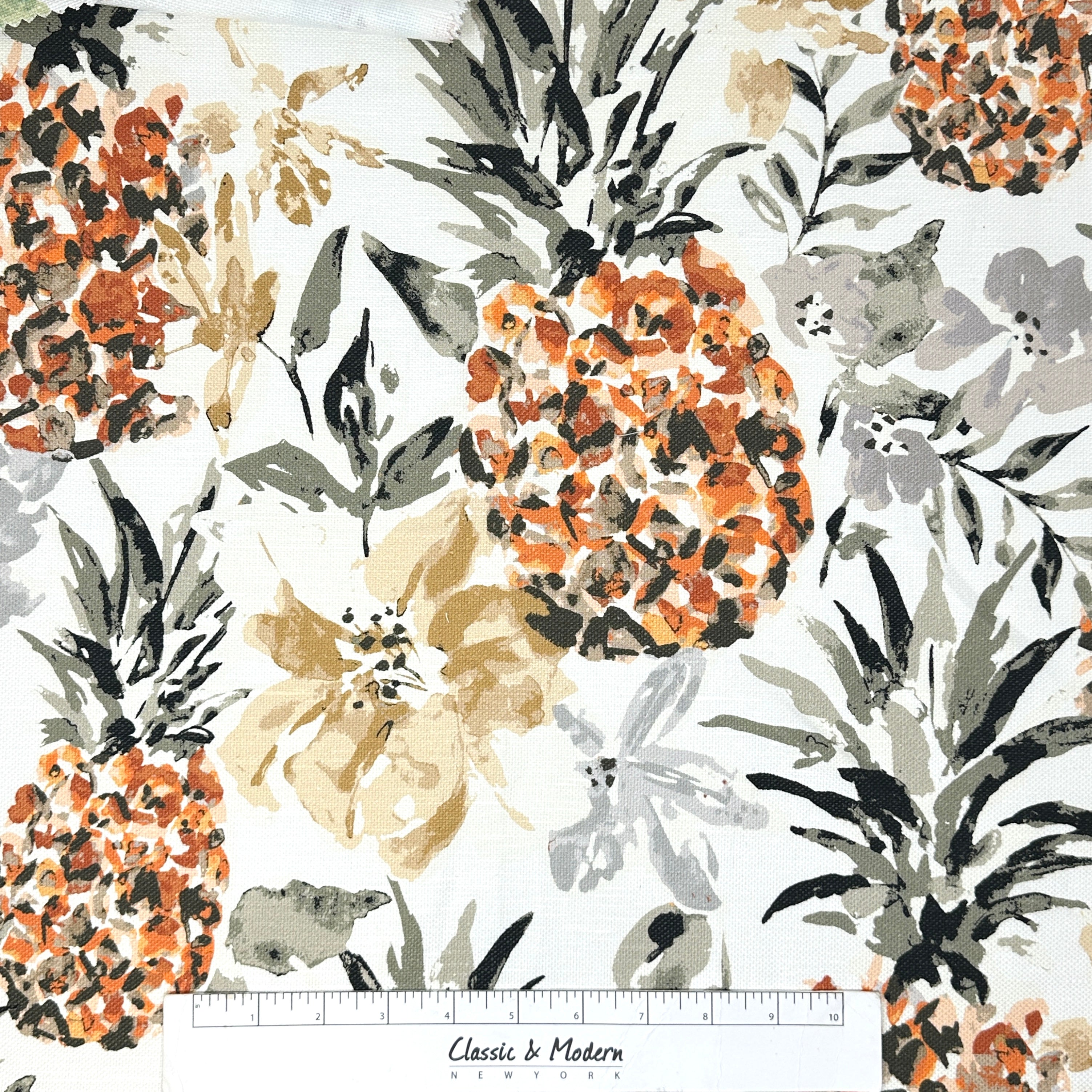 Tropical Pineapple Linen Fabric By The Yard / 54
