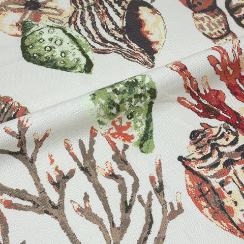 Sea Life Shell Tropical Linen Fabric by the Yard / 54" Width / CL1159