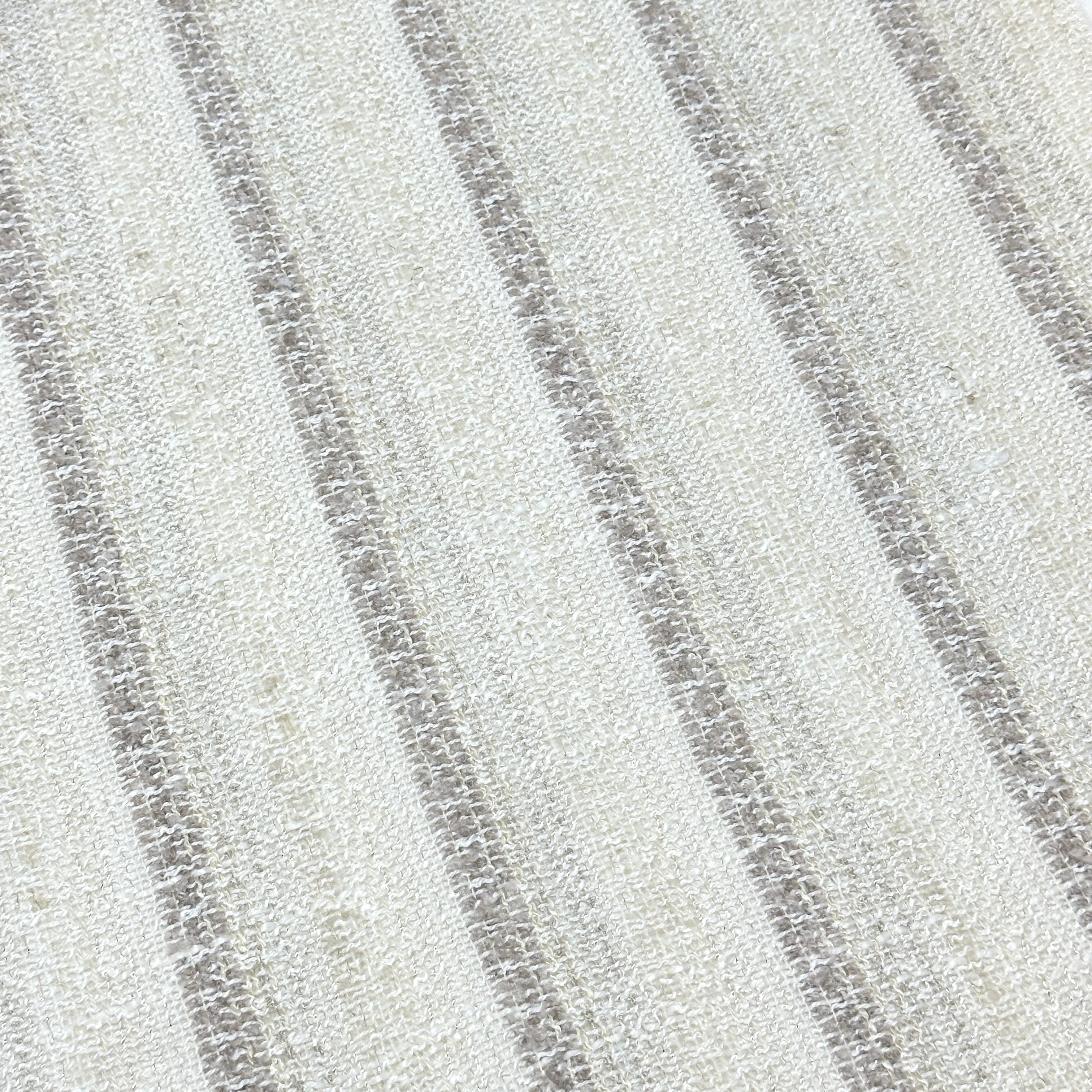 Striped Textured Embroidery Blend Linen Fabric by the Yard / 118" Width / CL1143