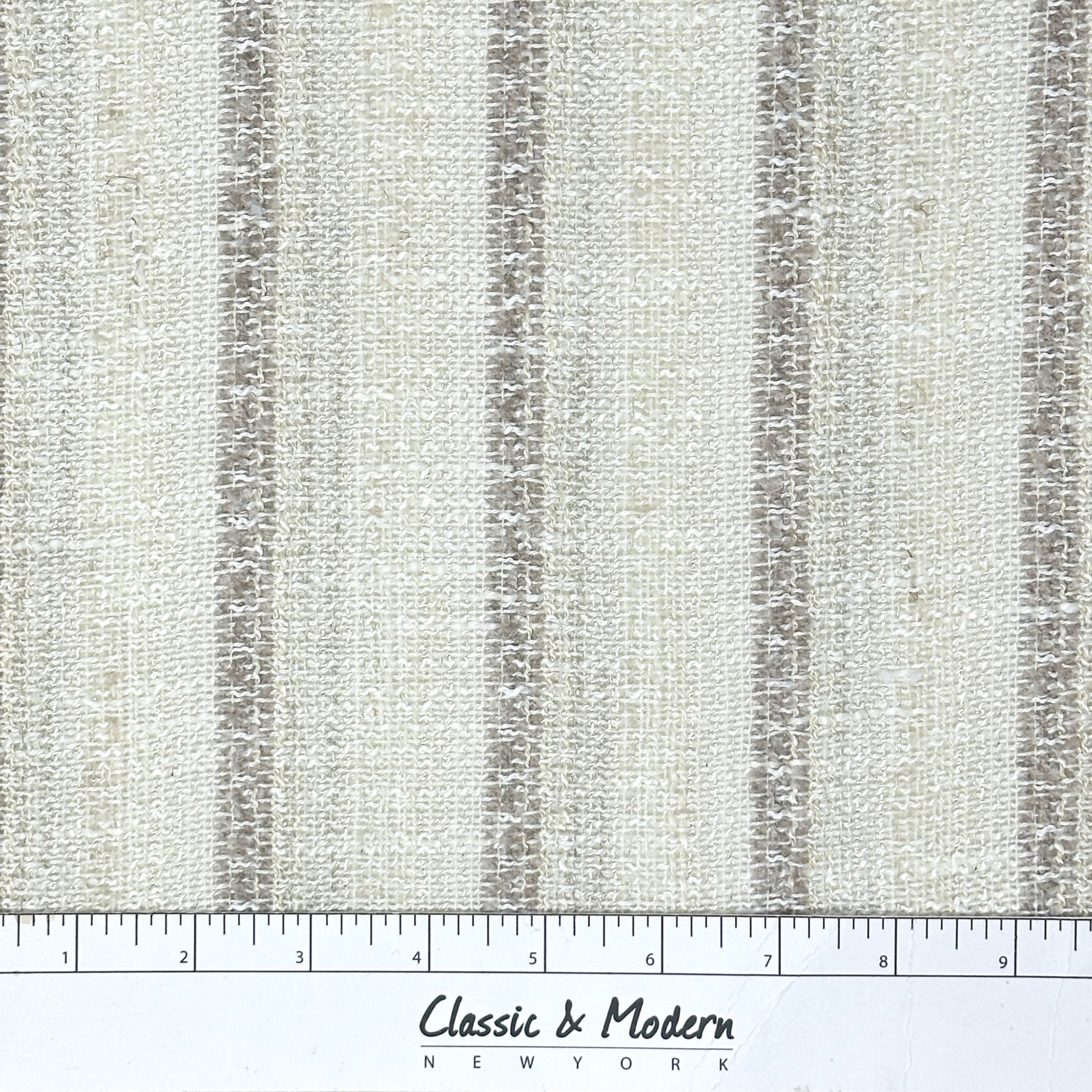 Striped Textured Embroidery Blend Linen Fabric by the Yard / 118" Width / CL1143