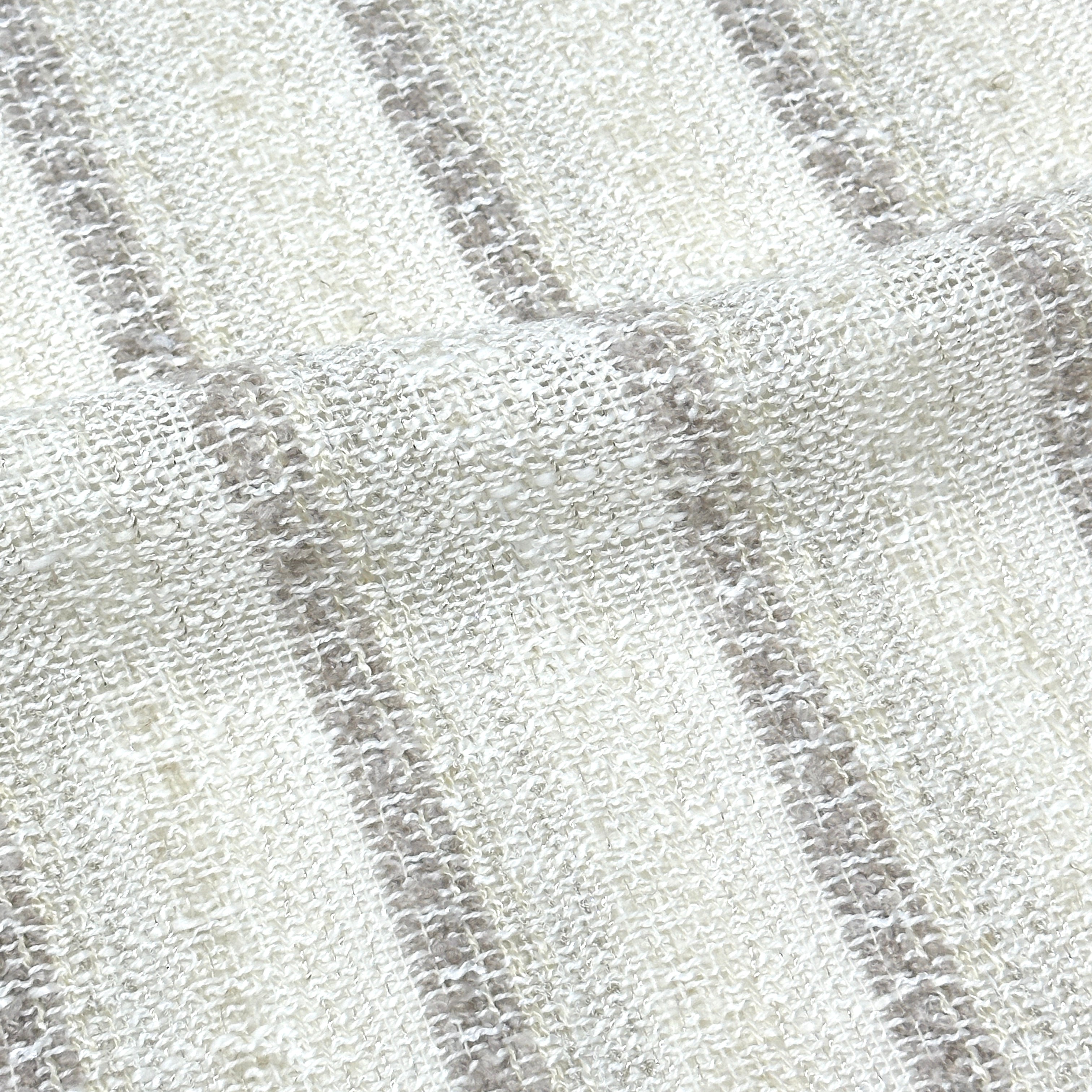 Striped Textured Embroidery Blend Linen Fabric by the Yard / 118" Width / CL1143
