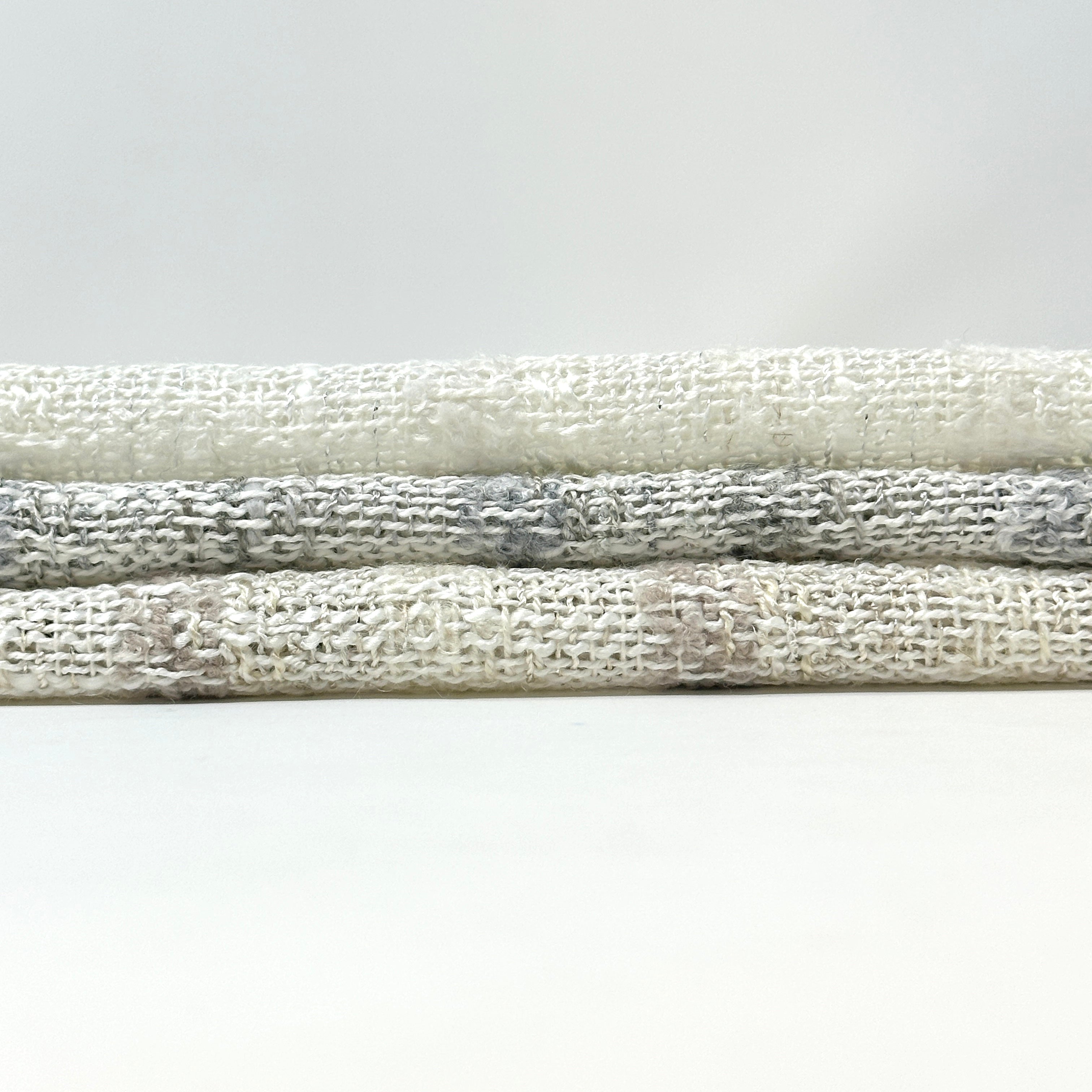 Striped Textured Embroidery Blend Linen Fabric by the Yard / 118" Width / CL1143
