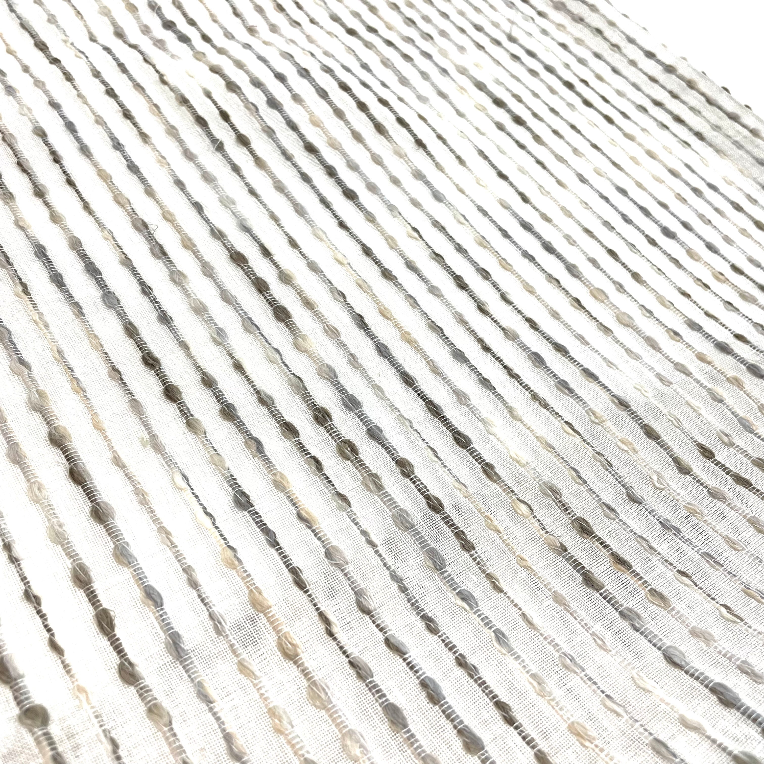 Embroidered Stripe Sheer Blend Linen Fabric by the Yard / 118" Width / CL1032