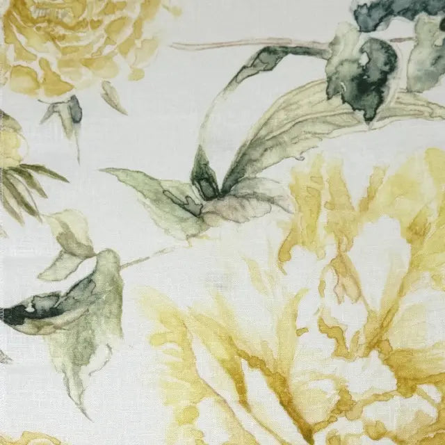 Watercolor Floral Print 100% Linen Fabric by the Yard, 57"Width, CL1177