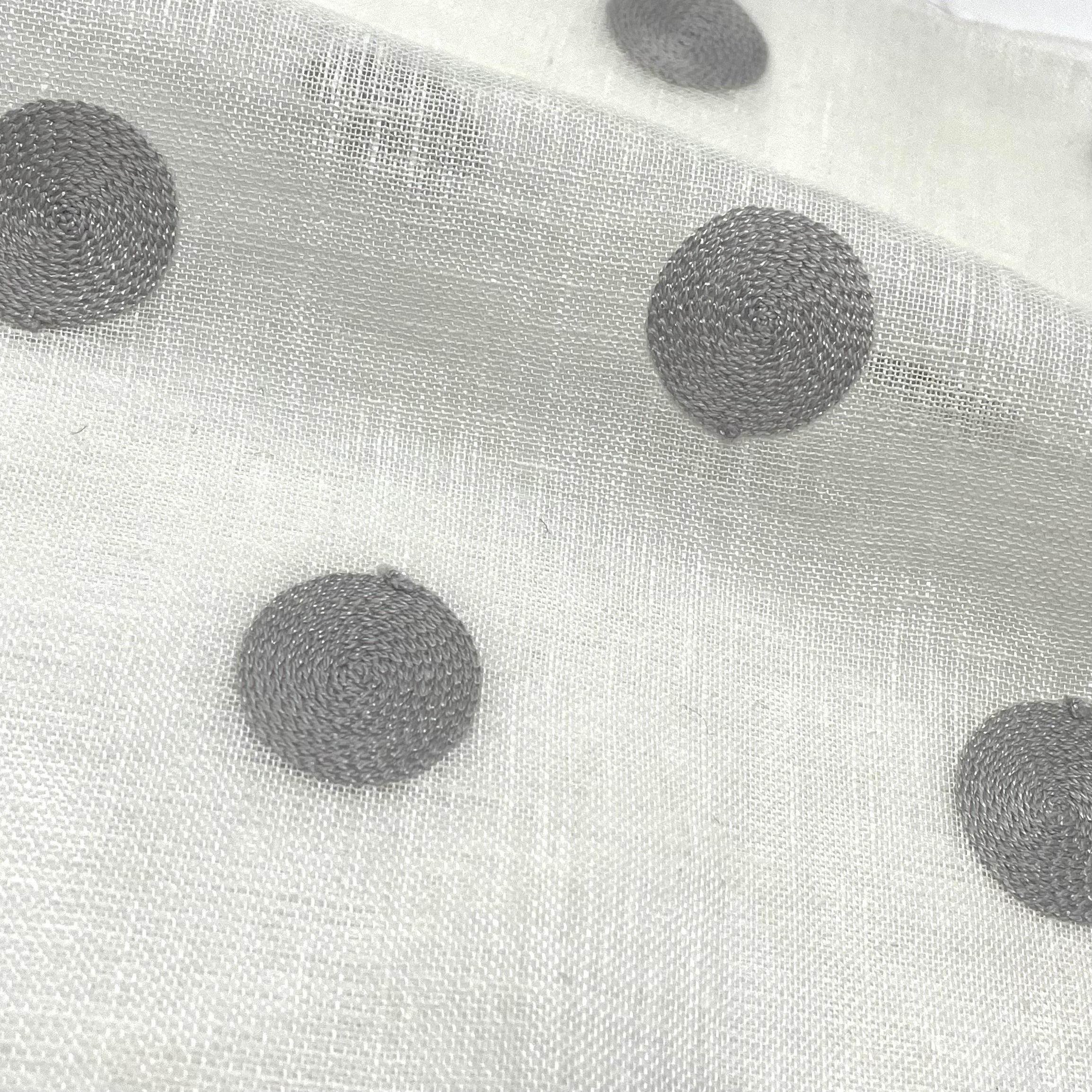 Circle Round Polka Dots Geometric Linen Fabric by the Yard / 54" Width / CL1072