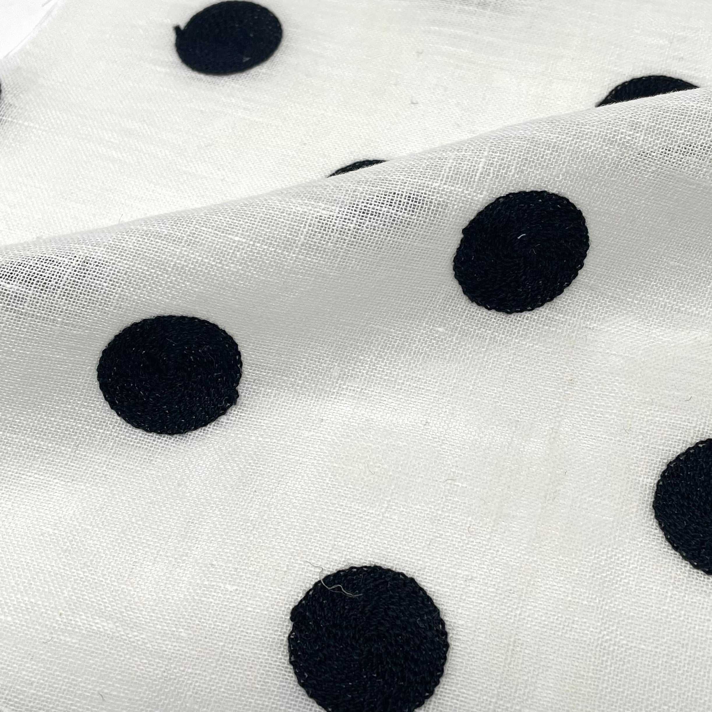 Circle Round Polka Dots Geometric Linen Fabric Flat Roman Shade / CL1072