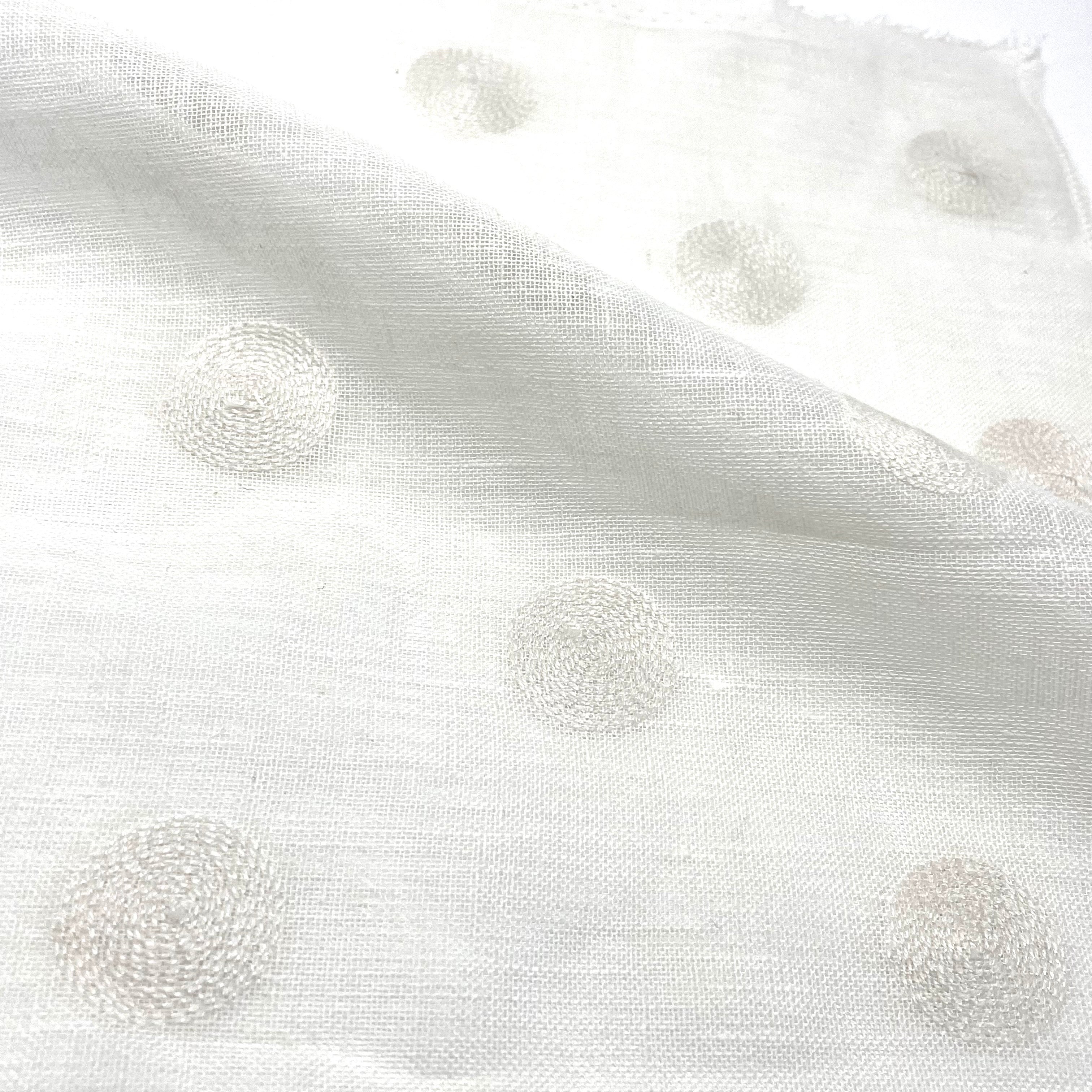 Circle Round Polka Dots Geometric Linen Fabric by the Yard / 54" Width / CL1072