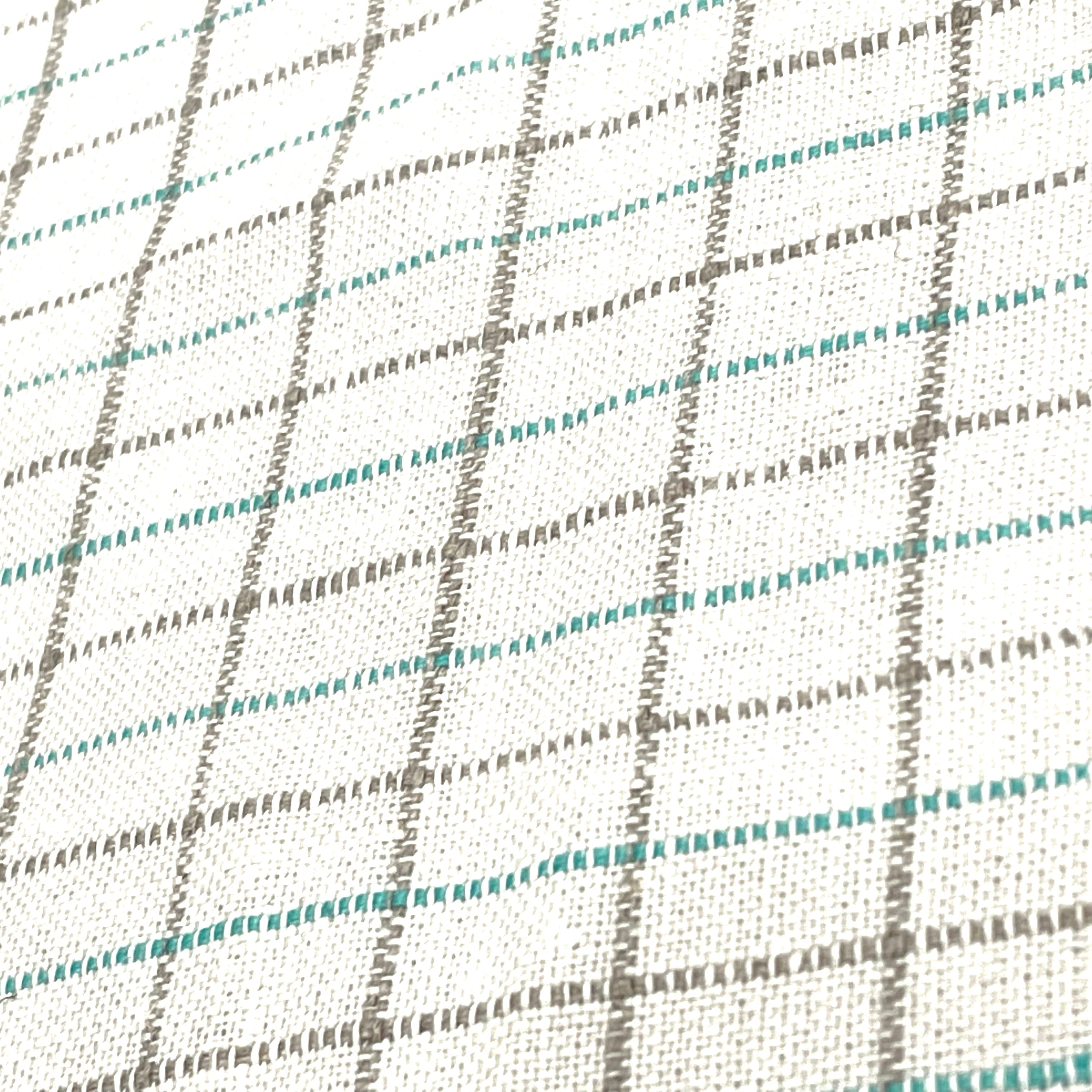 Checker Beige & Green 100% Natural Linen Fabric By The Yard/CL1081